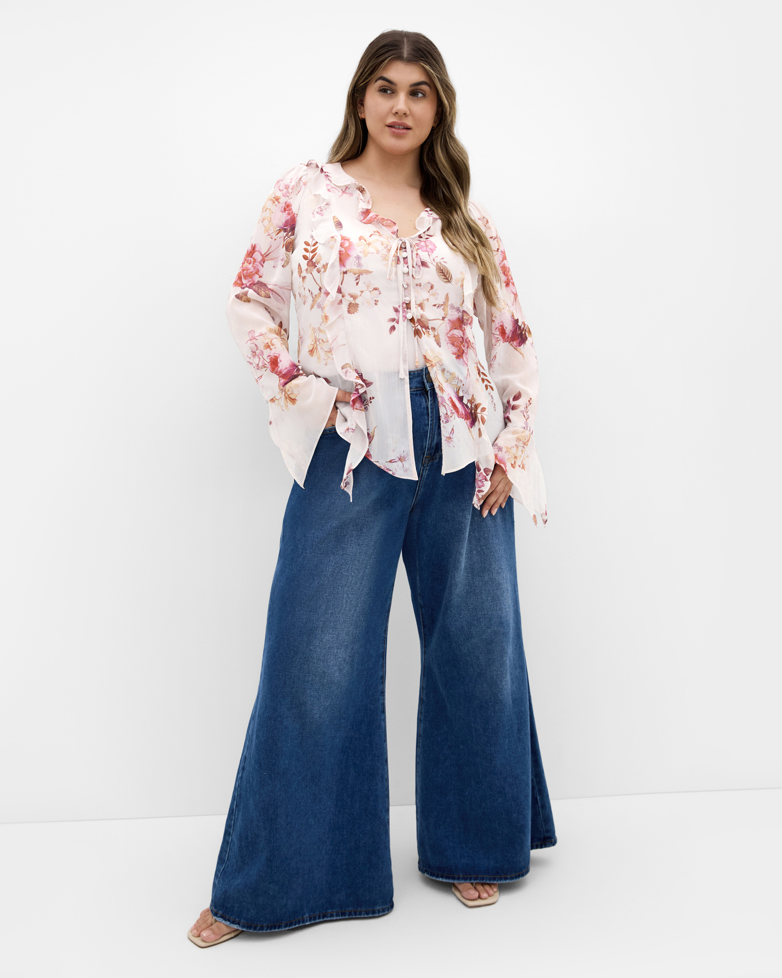 Plus size Sweet Nothings Frill Top - dove