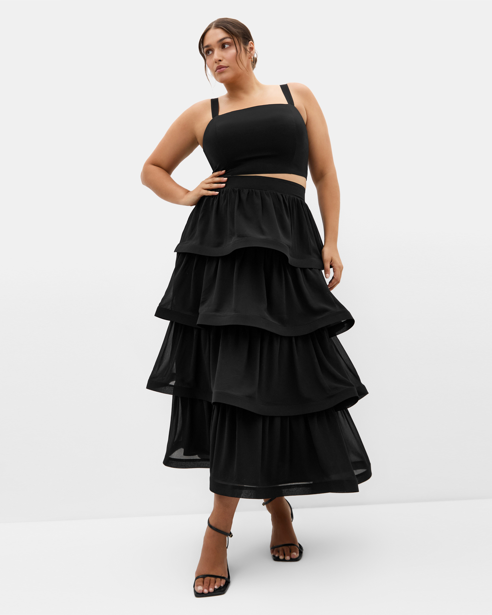 Plus size Bianka Crop Top - black