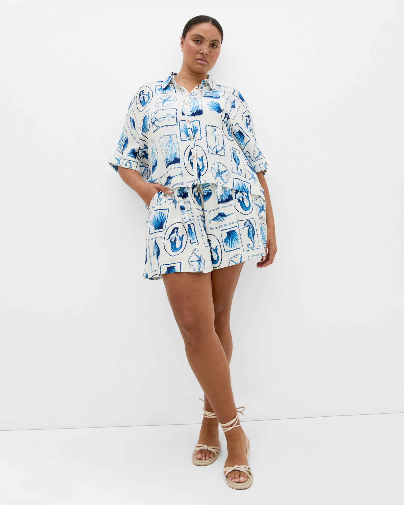 Liana Amalfi Print Shirt - white