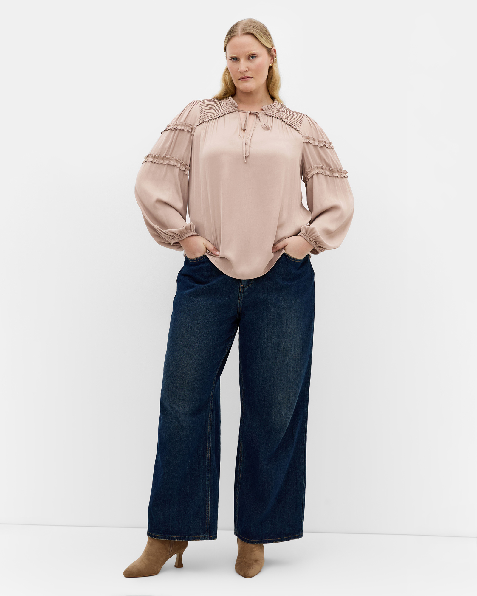 Plus size Drama Queen Long Sleeve Shirt - stone