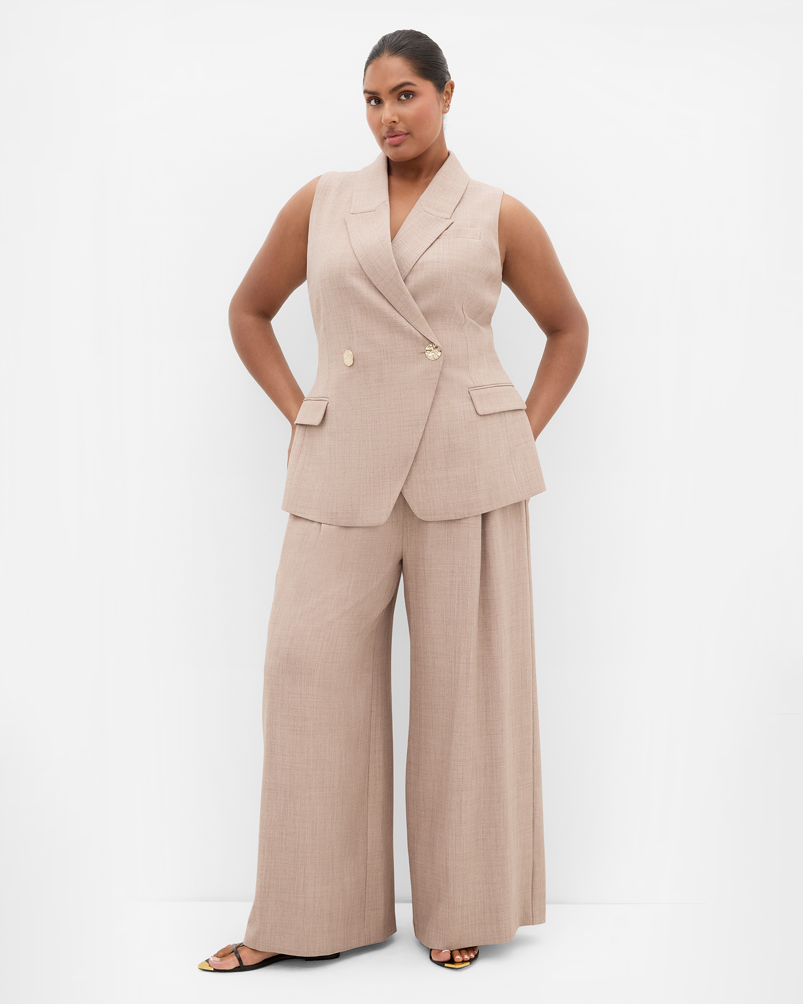 Plus size WAISTCOAT LUCI MP - Latte