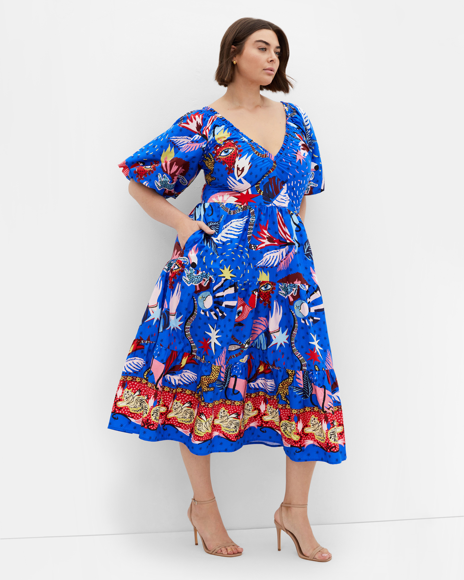 Simona Print Puff Sleeve Dress