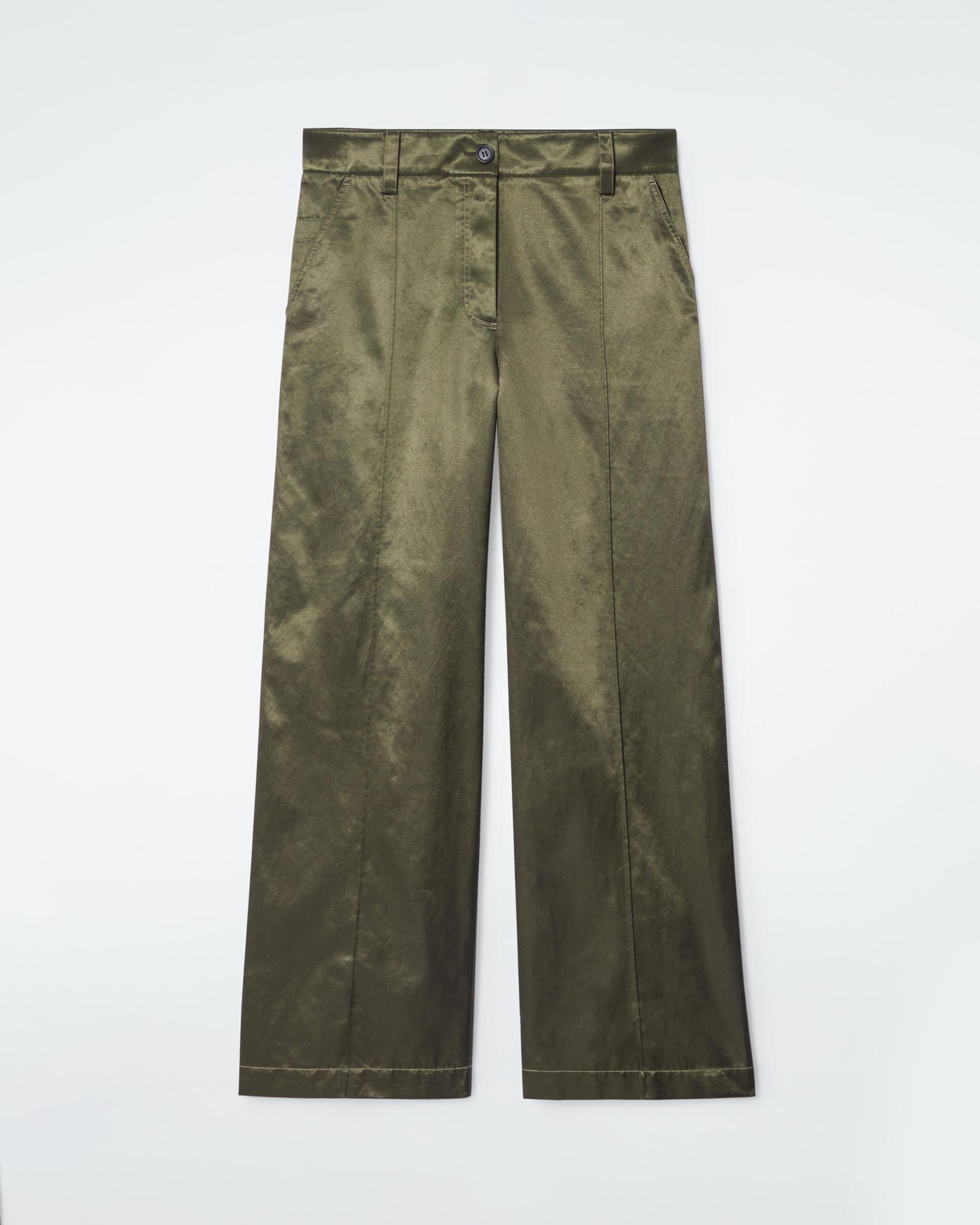 Pintucked Satin Utility Trousers