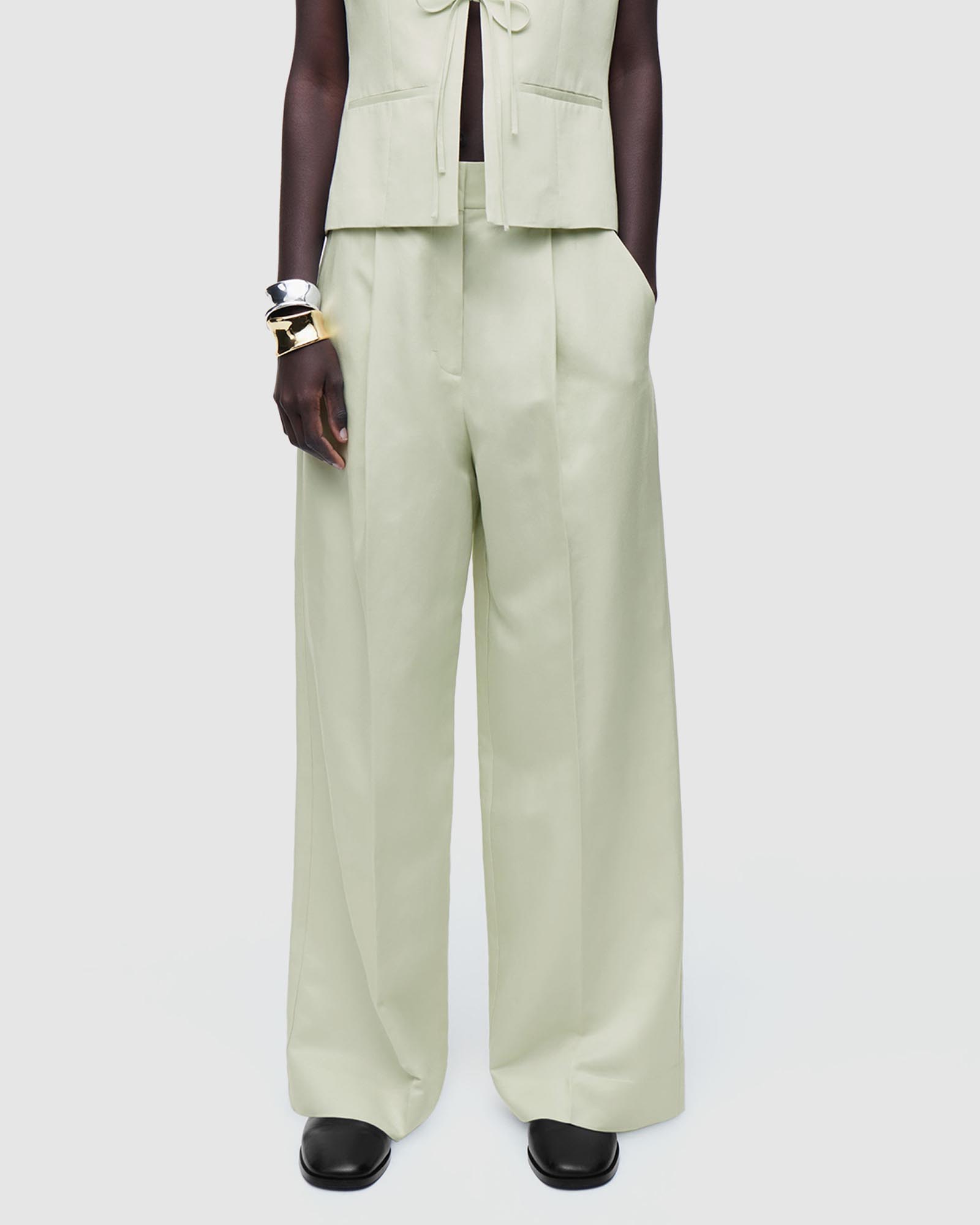 Relaxed Linen-Blend Wide-Leg Trousers