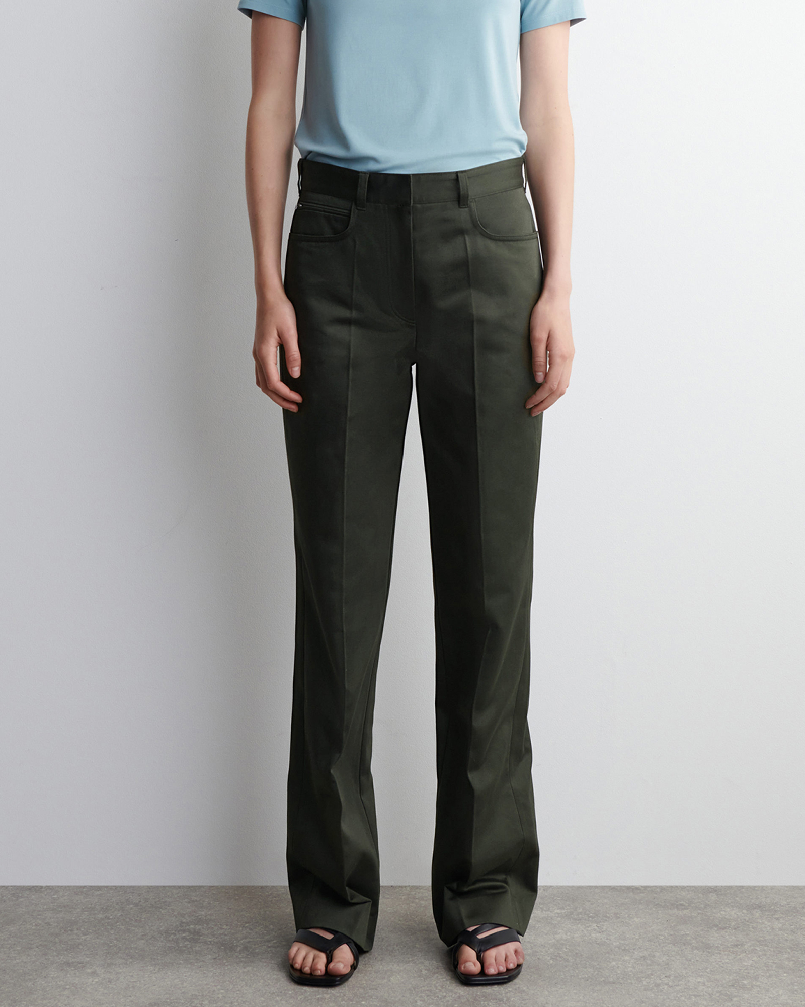 Sateen Straight-Leg Trousers