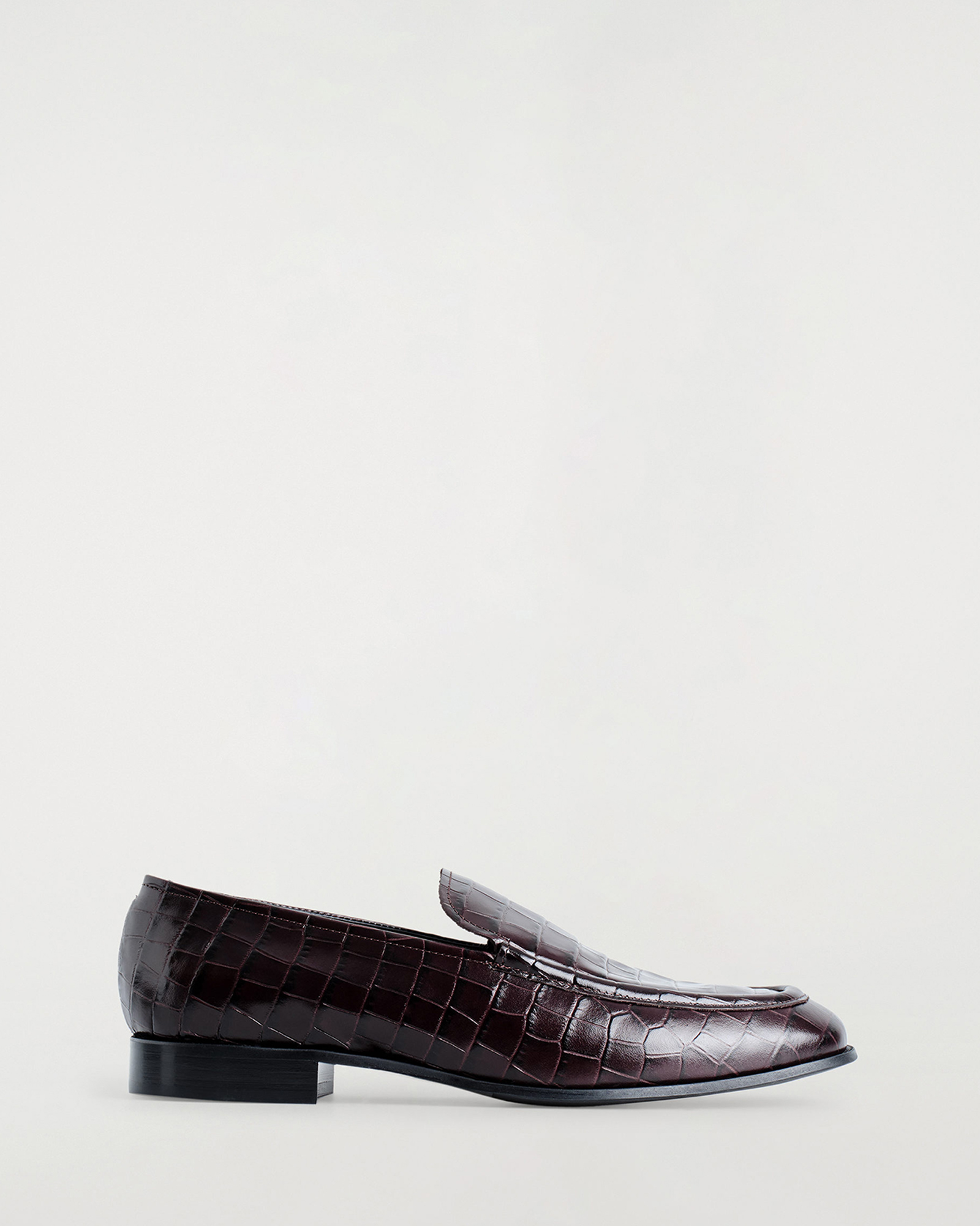 Croc-Effect Leather Loafers