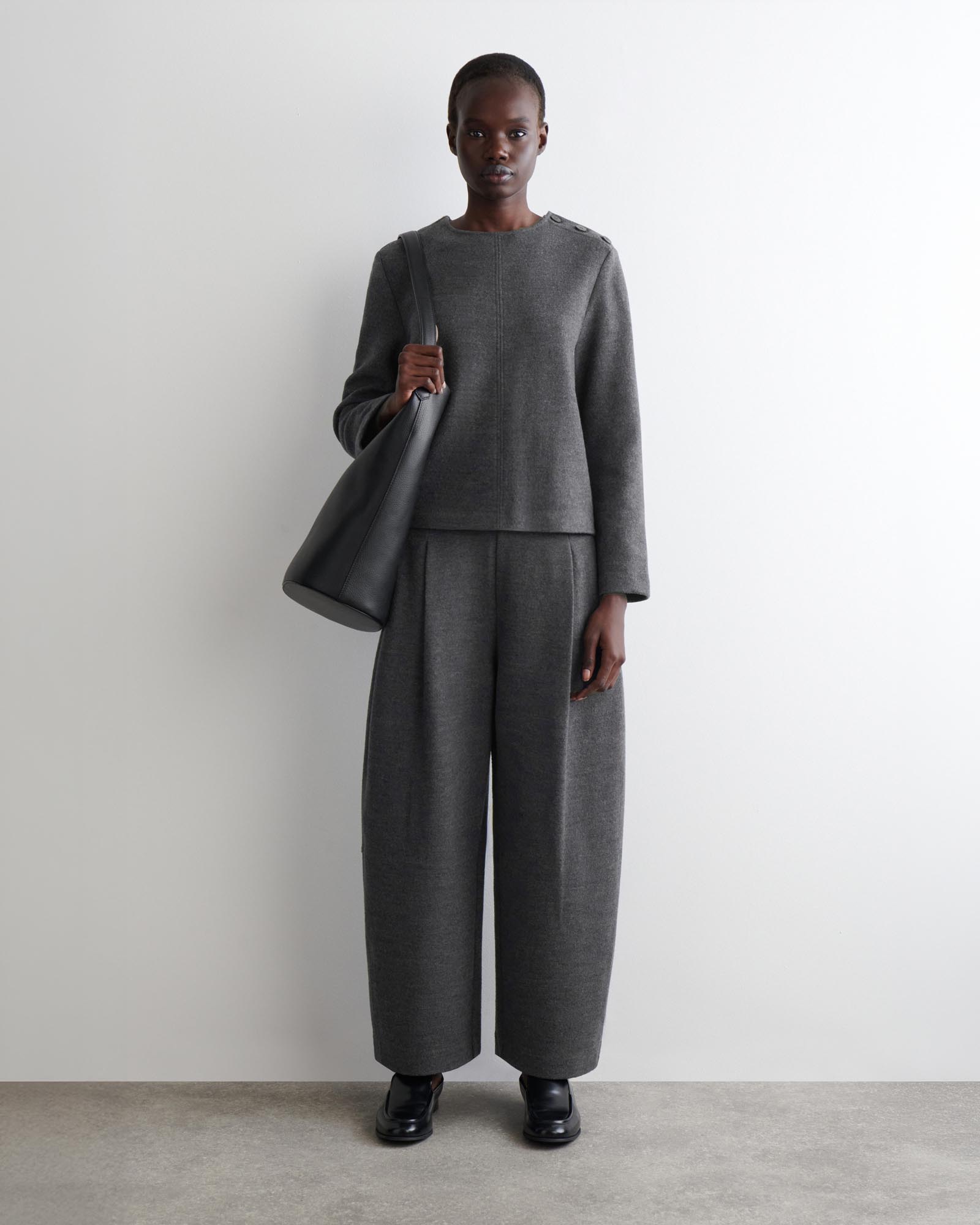 Button-Detail Boiled-Wool Sweatshirt