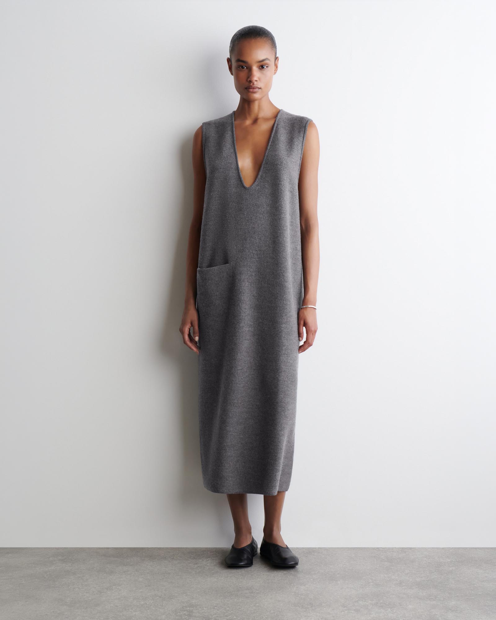 Boiled-Wool Midi Dress