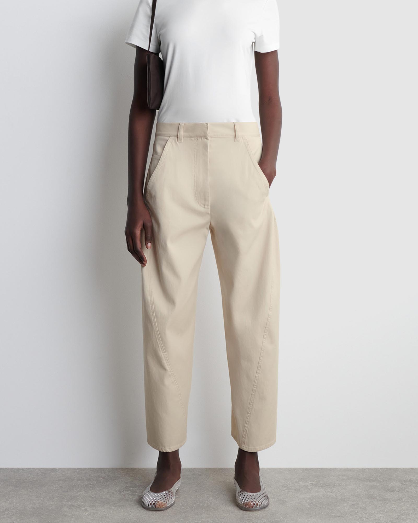 Barrel-Leg Cotton Trousers