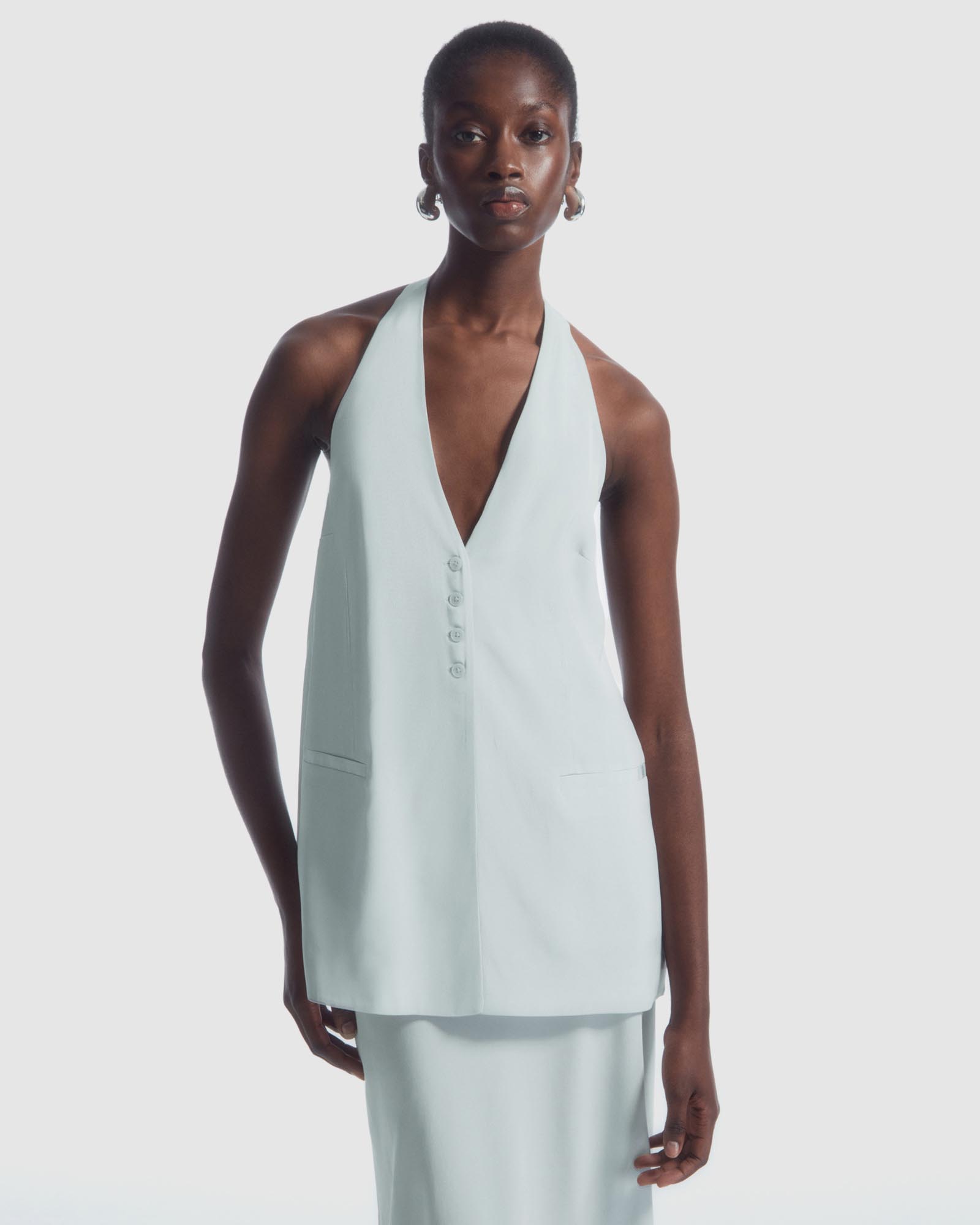 Longline Waistcoat Halterneck Top
