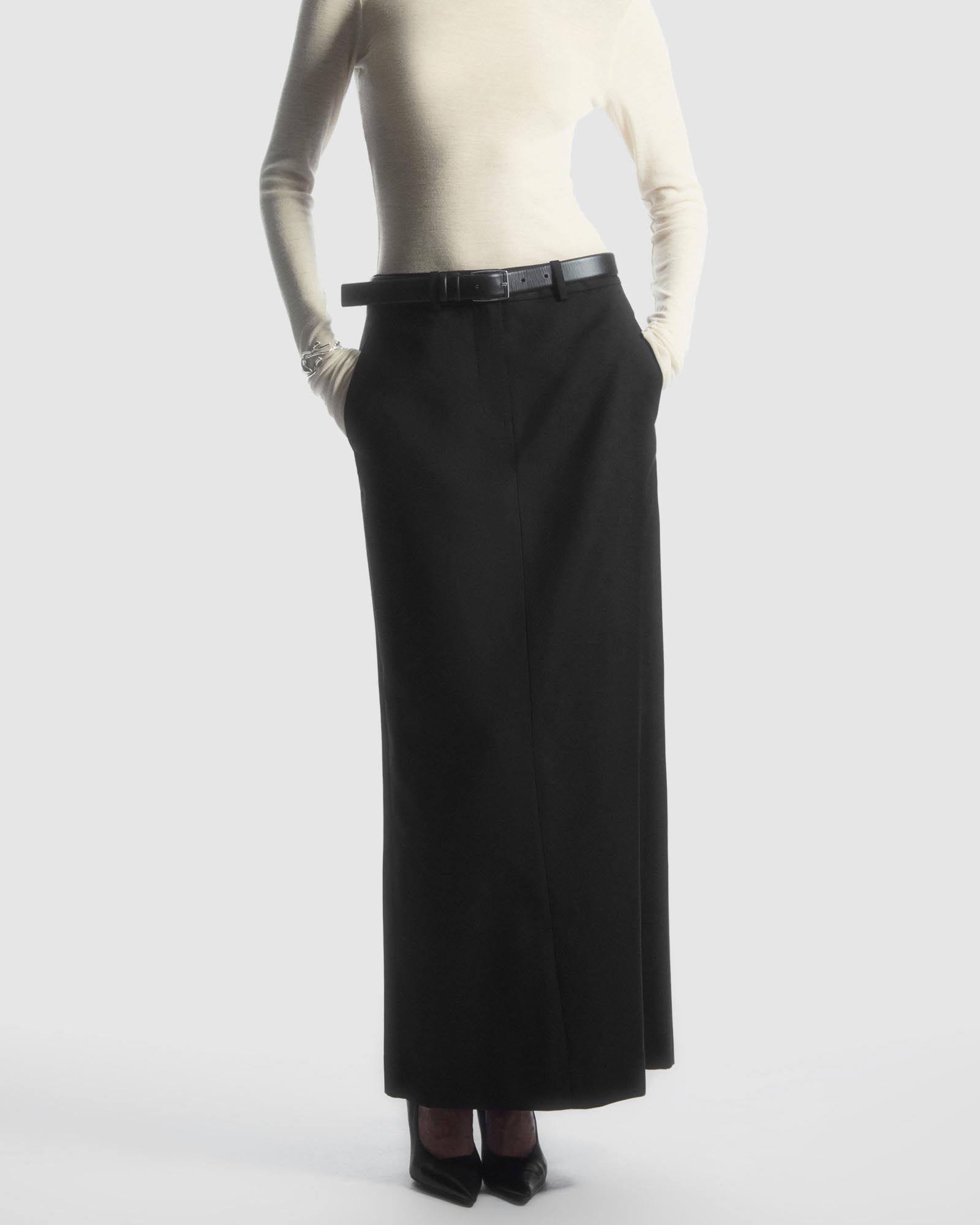 Wool Column Maxi Skirt