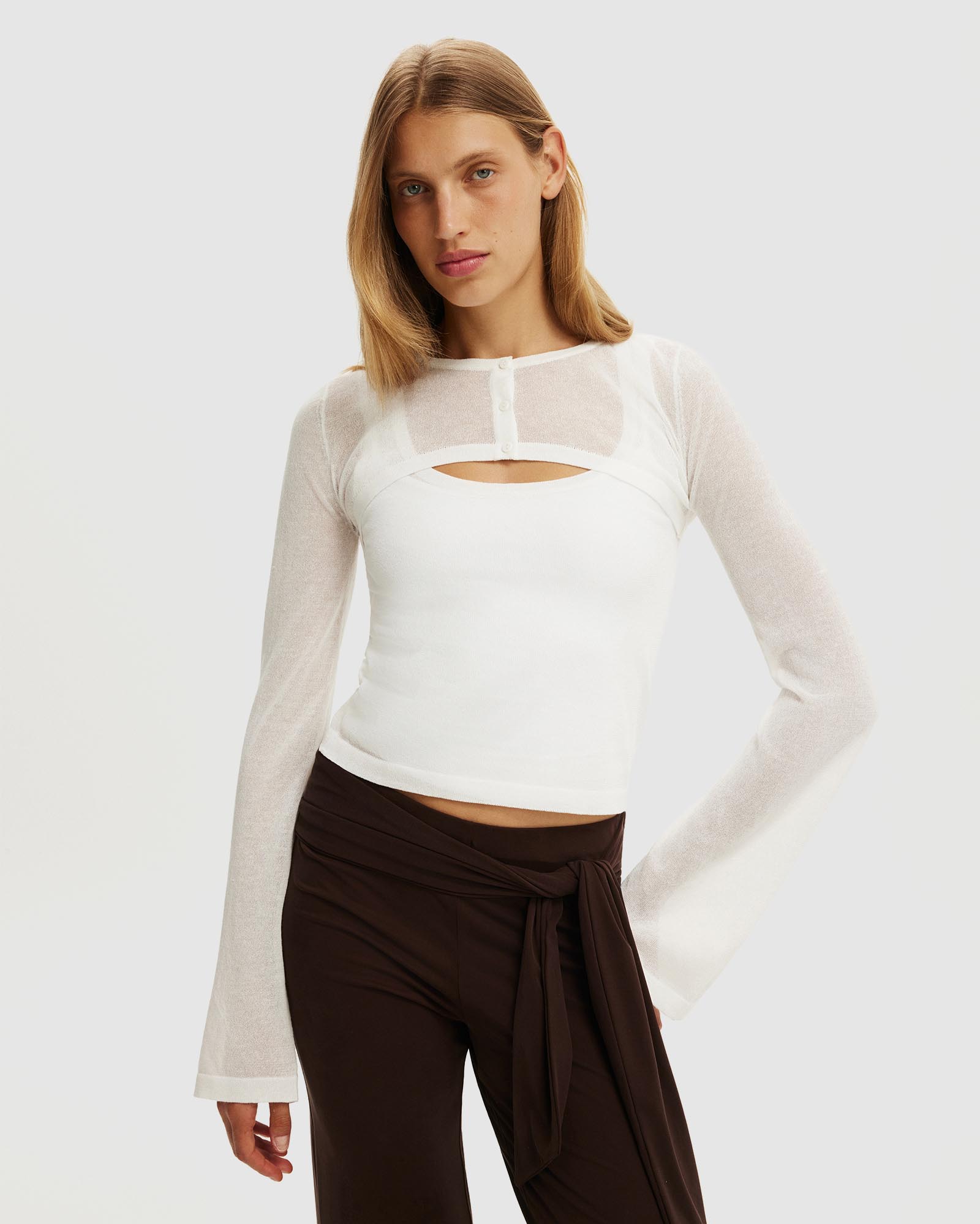 Shrug Sheer Knit Top