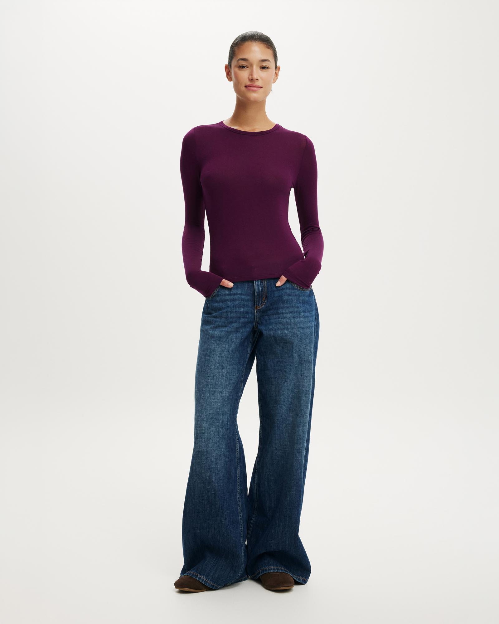 Sheer Layer Crew Long Sleeve Top