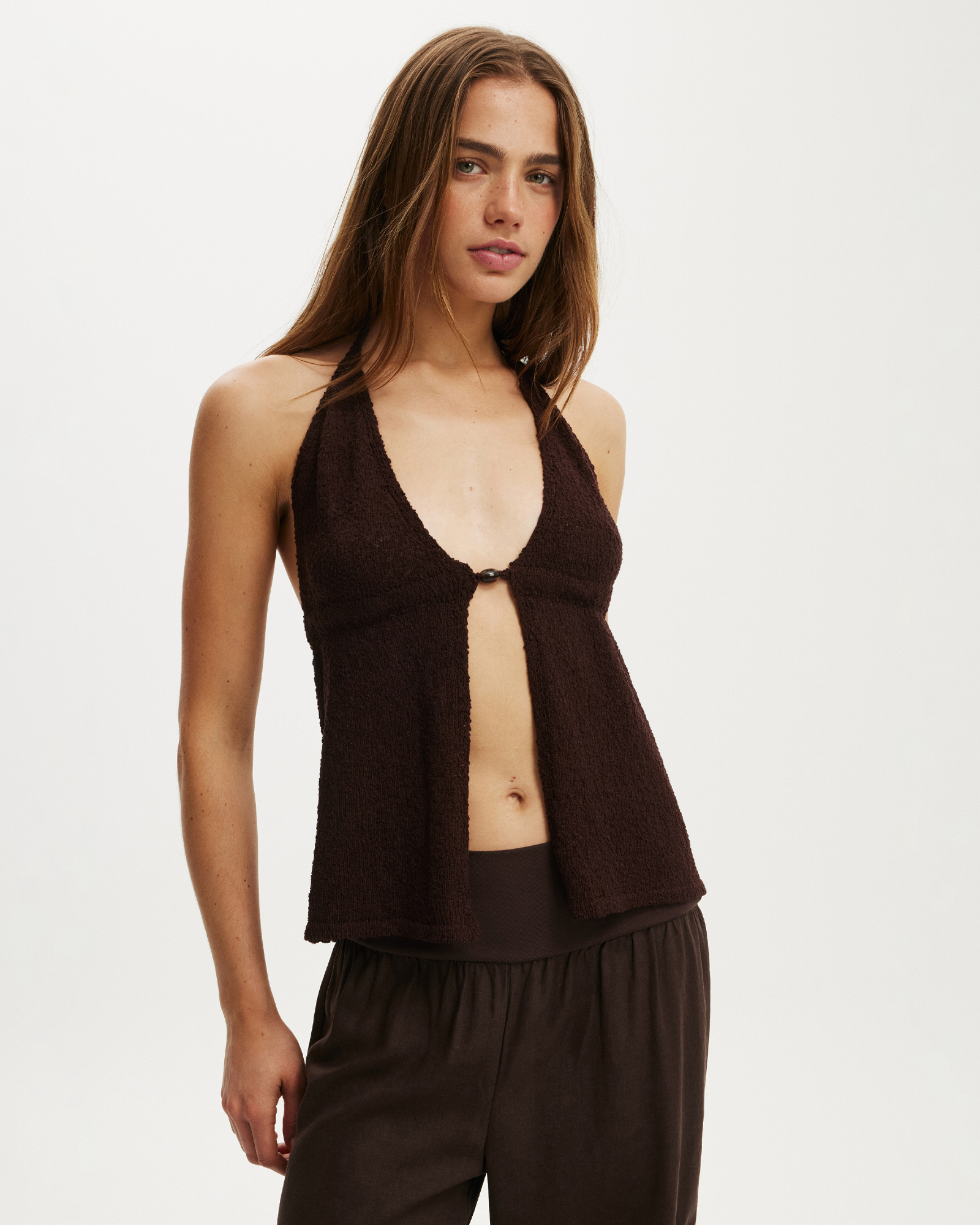 Textured Tie Front Knit