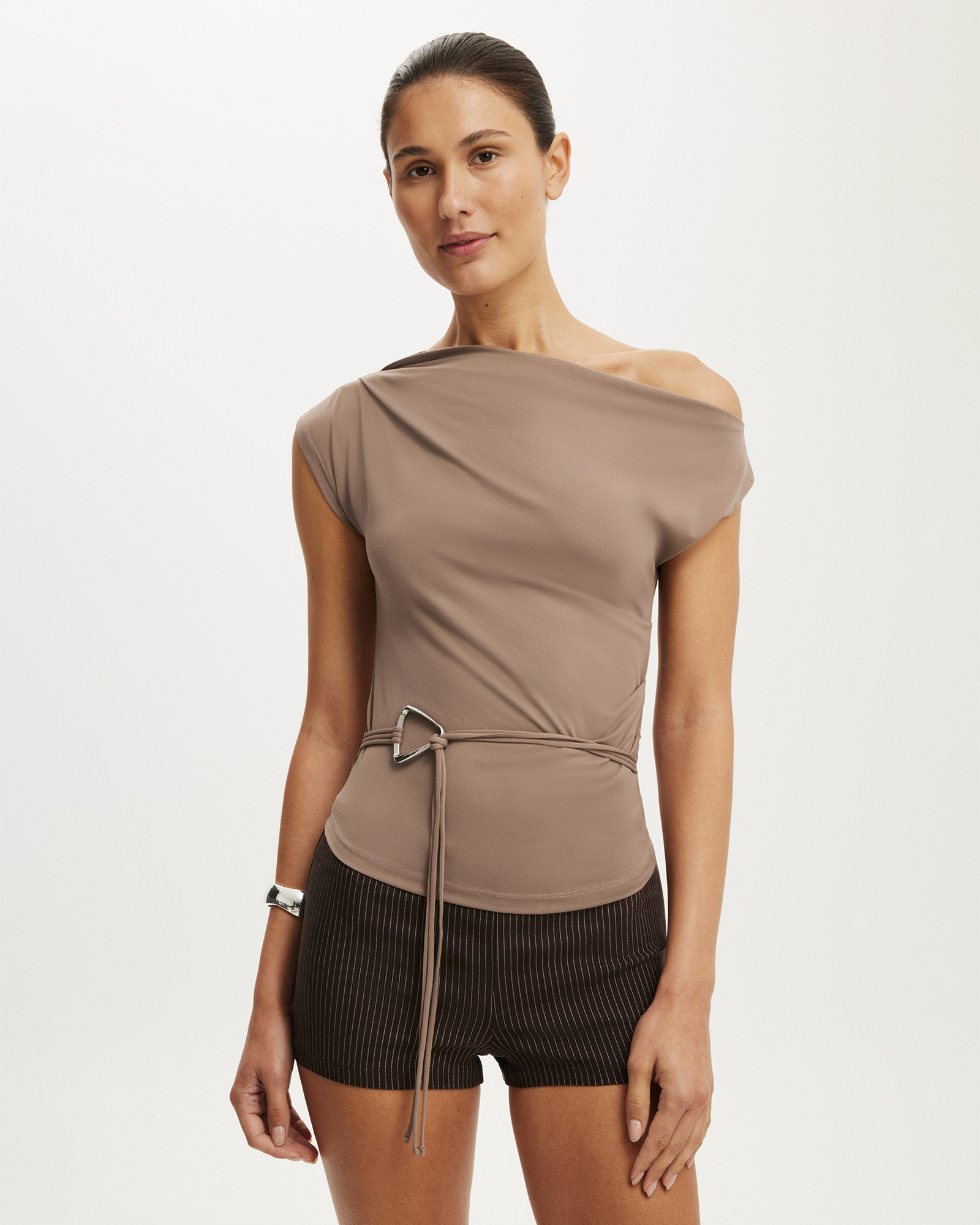 Georgie Off Shoulder Belt SS Top