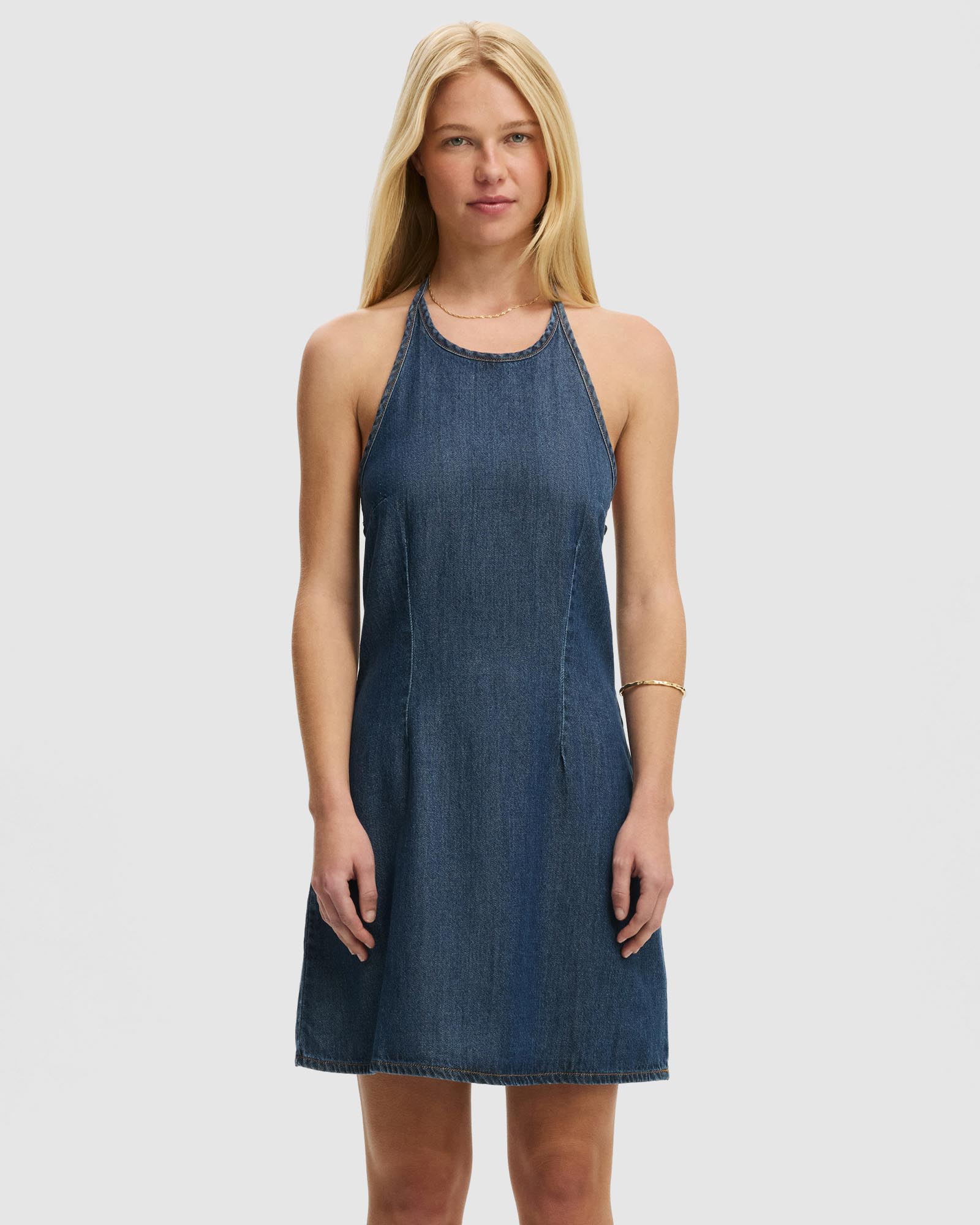 Sloan Lightweight Denim Halter Dress