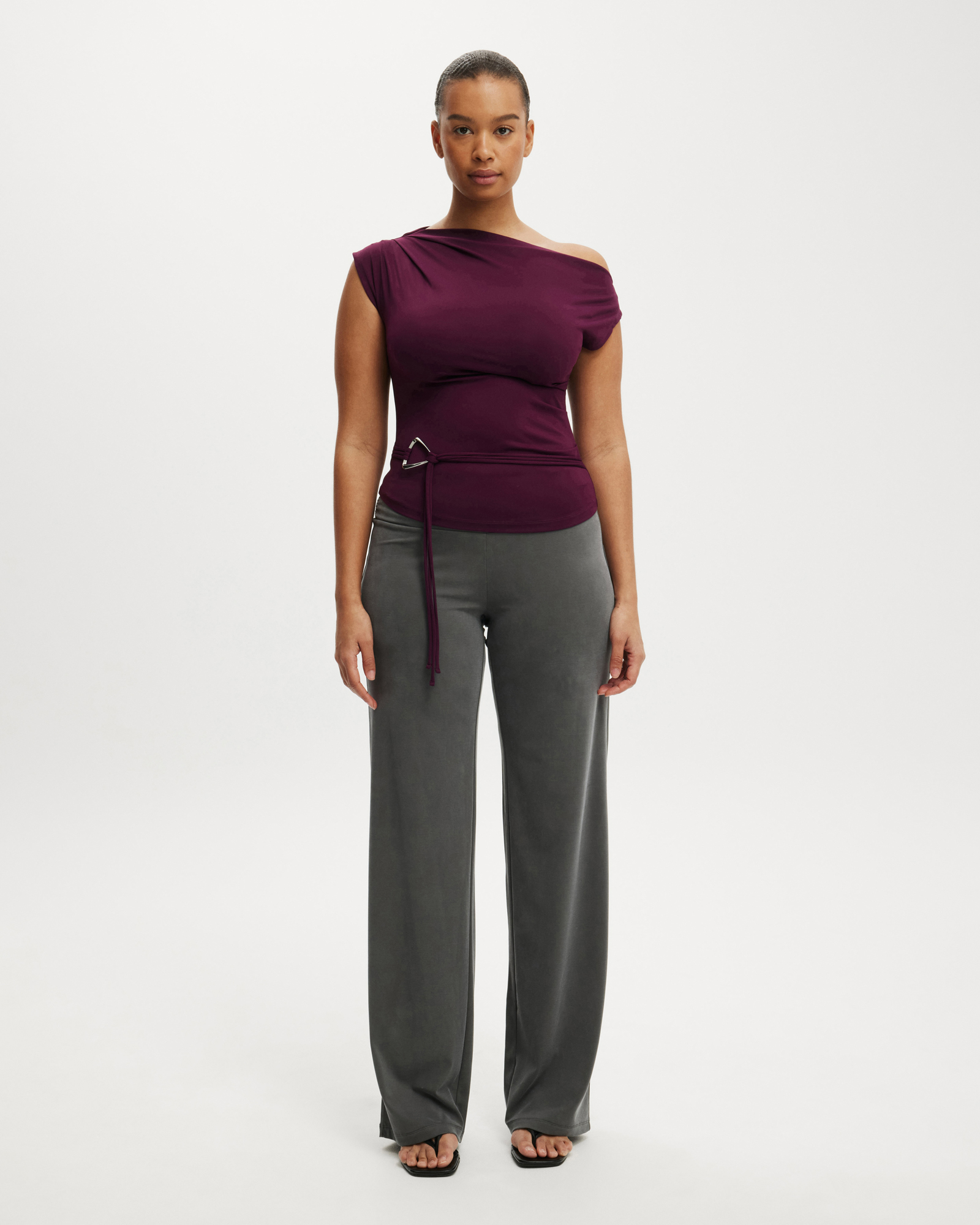 Georgie Off Shoulder Belt SS Top