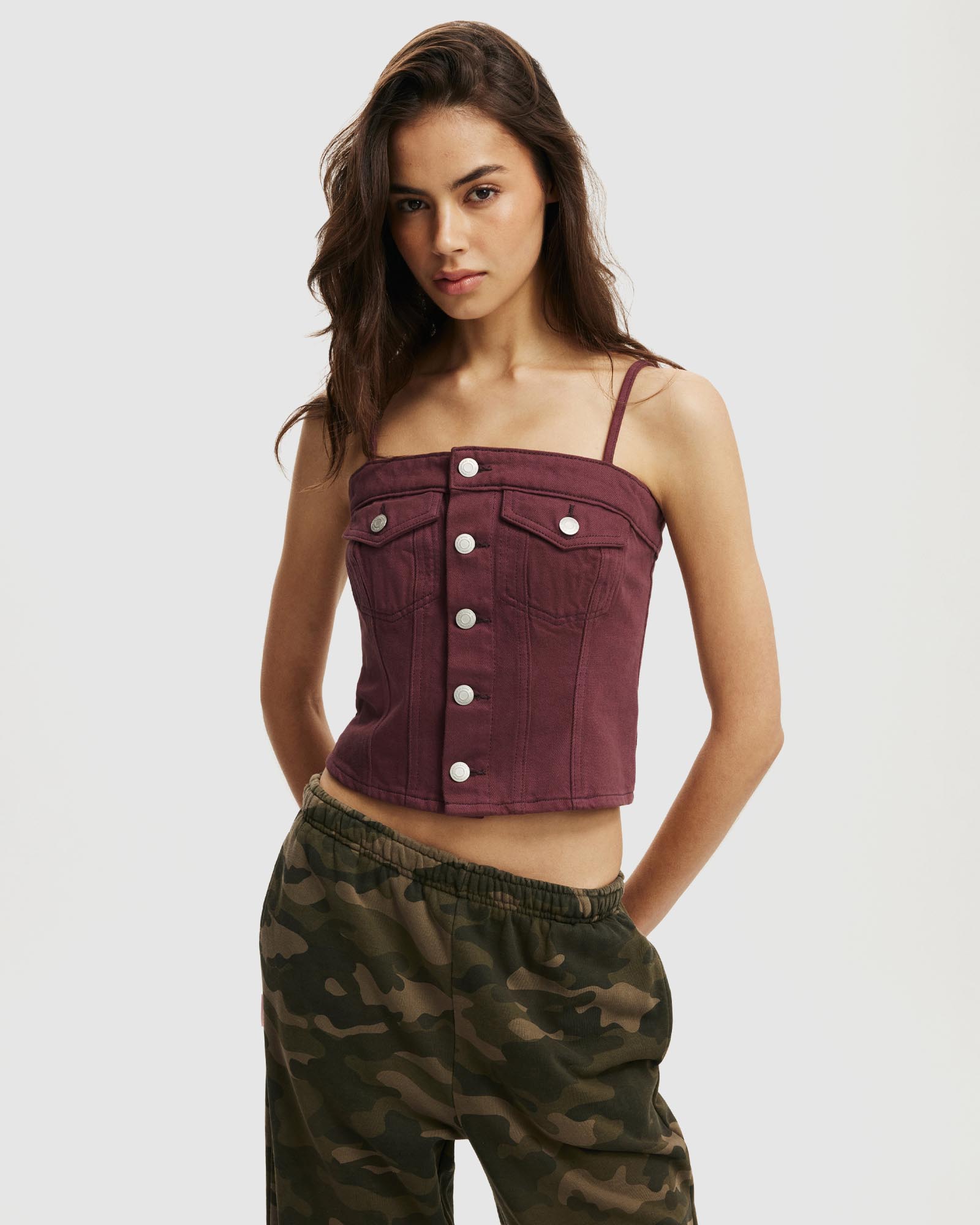 Denim Button Top