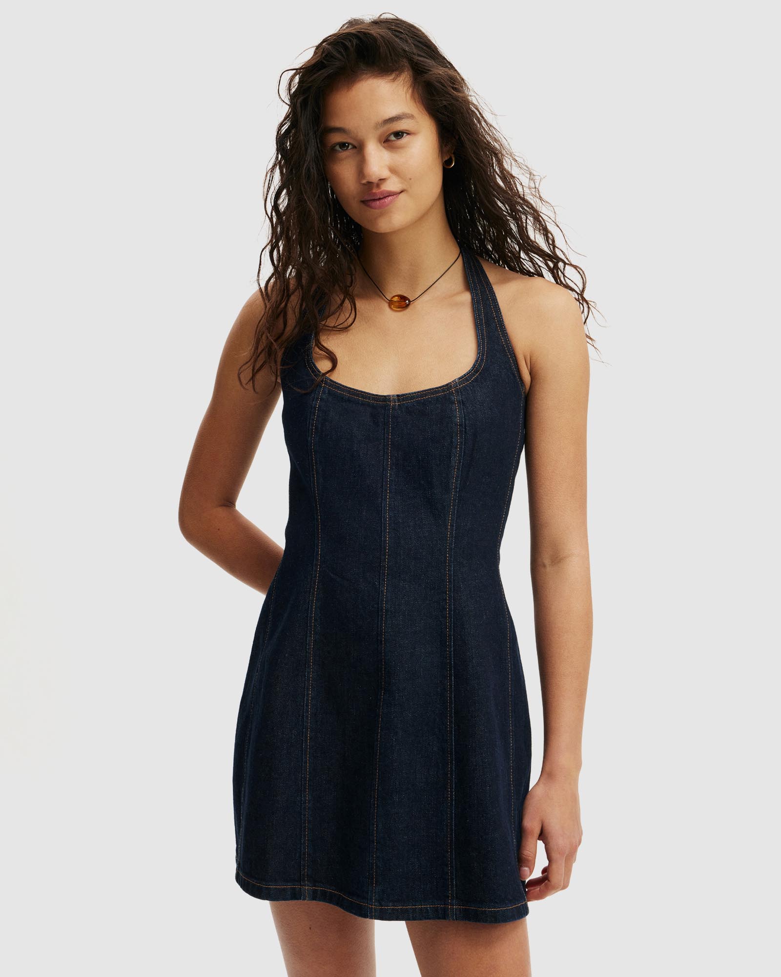 Nina Denim Halter Dress