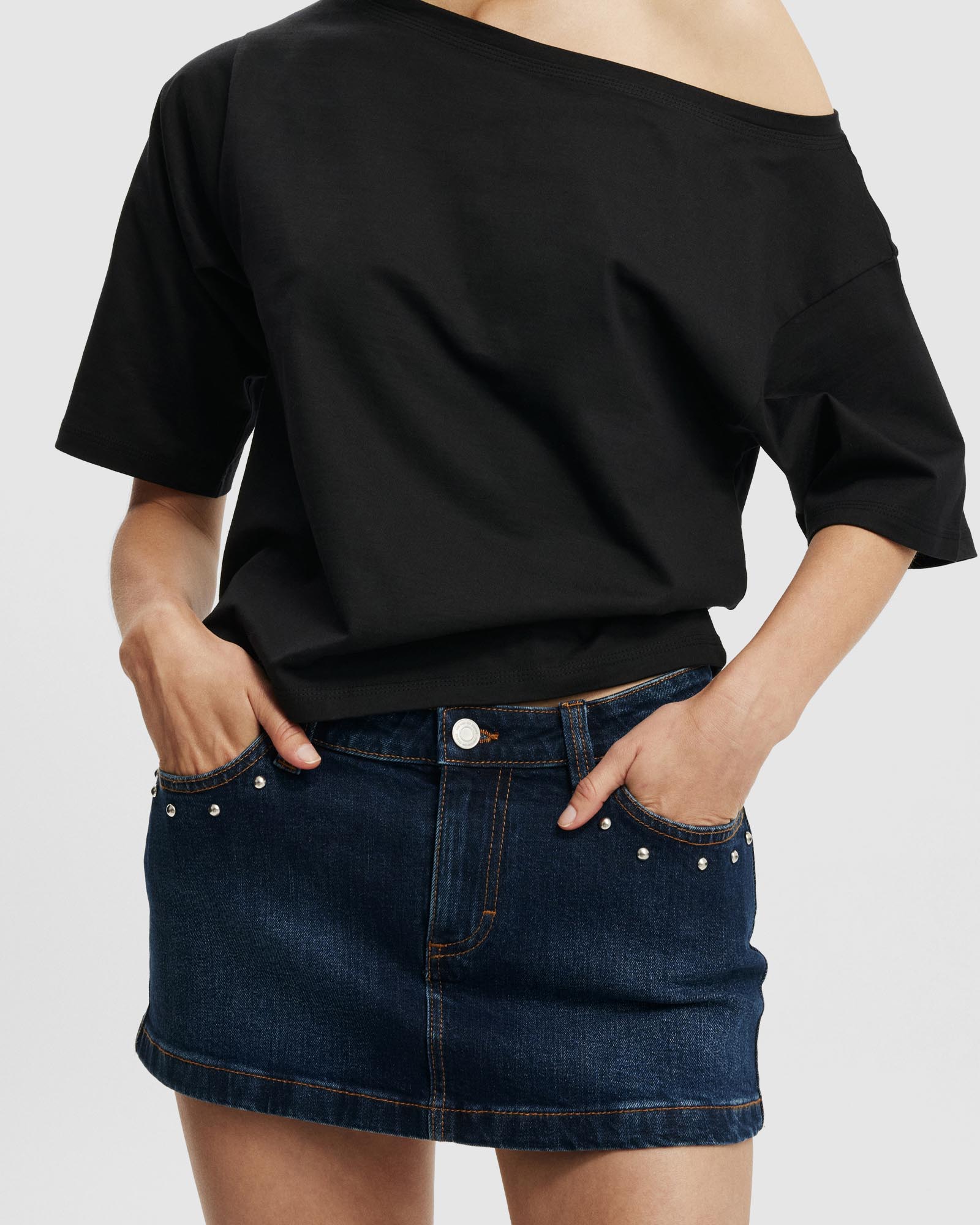 Micro Low Denim Skirt