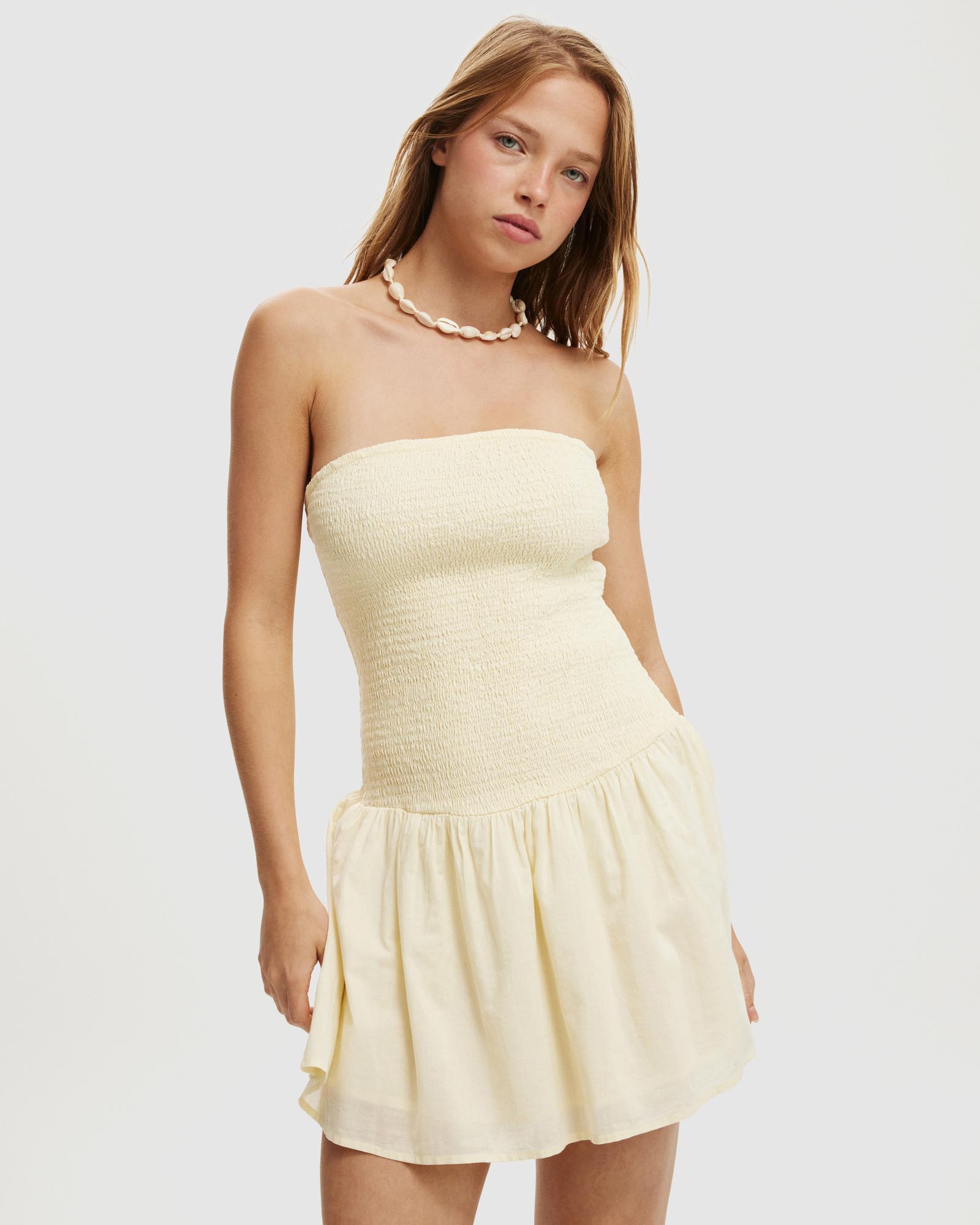 Shirred Tube Mini Dress