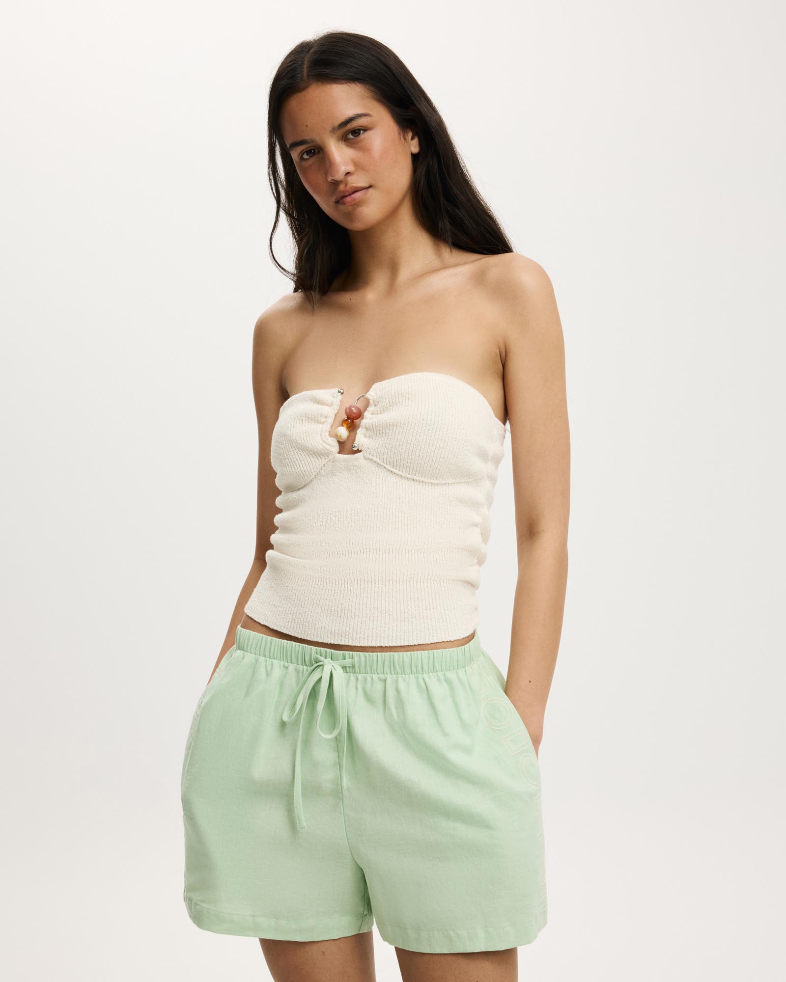 Metal Trim Knit Bandeau