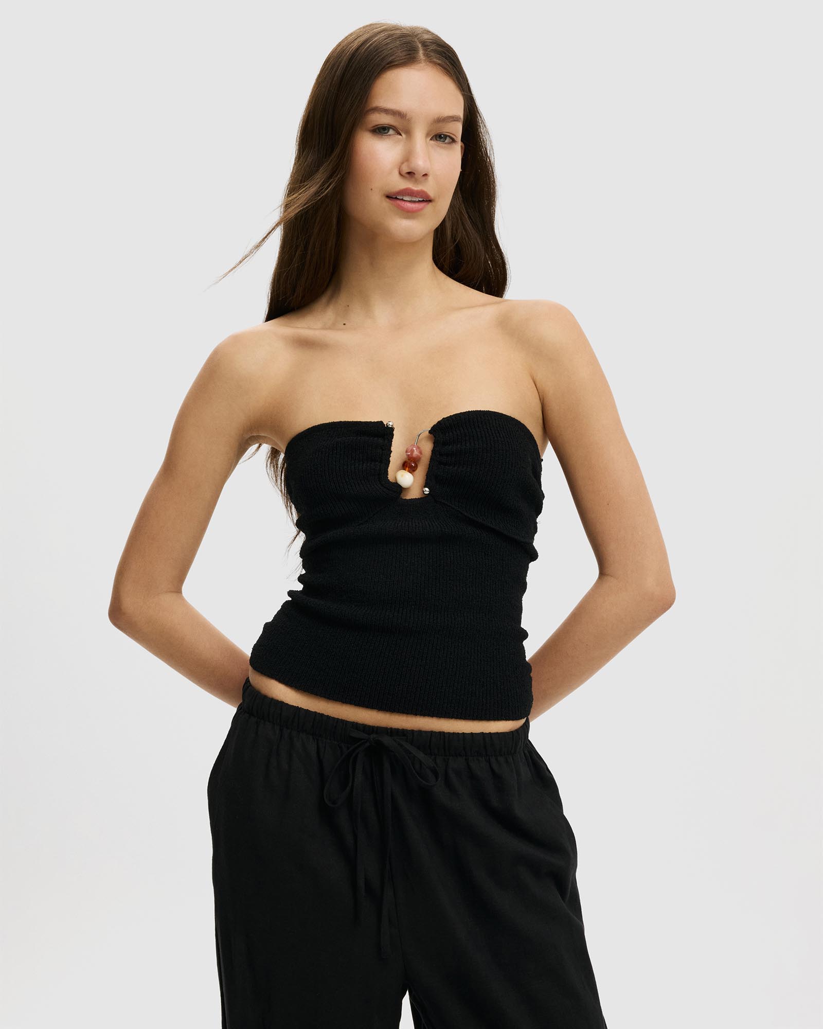 Metal Trim Knit Bandeau