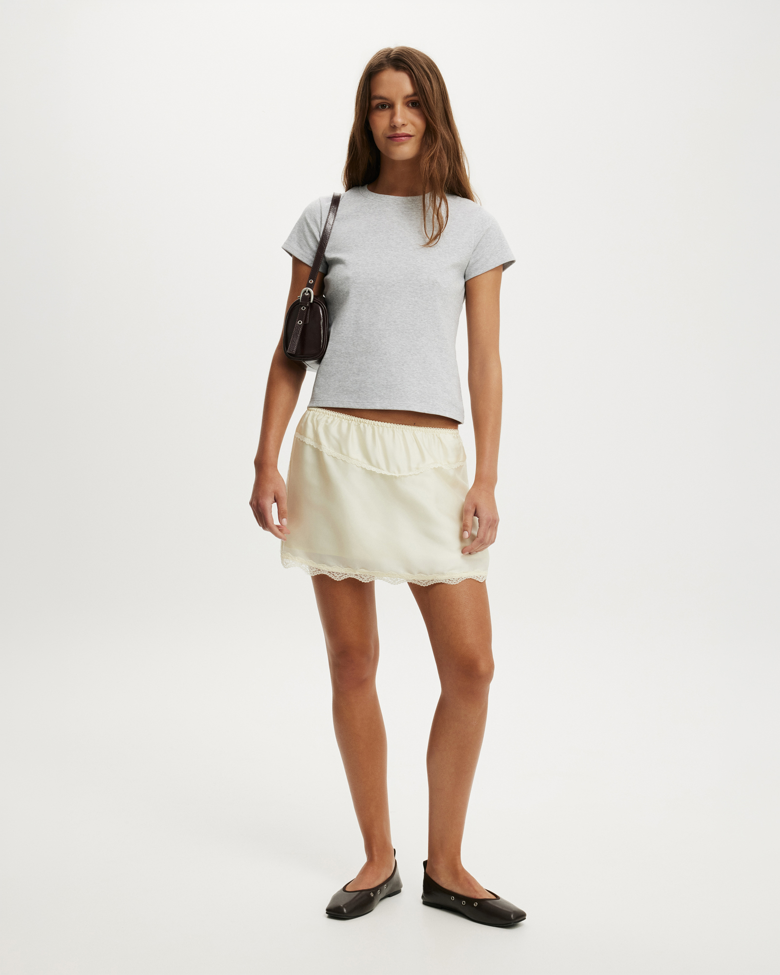 Estelle Satin Lace Slip Mini Skirt