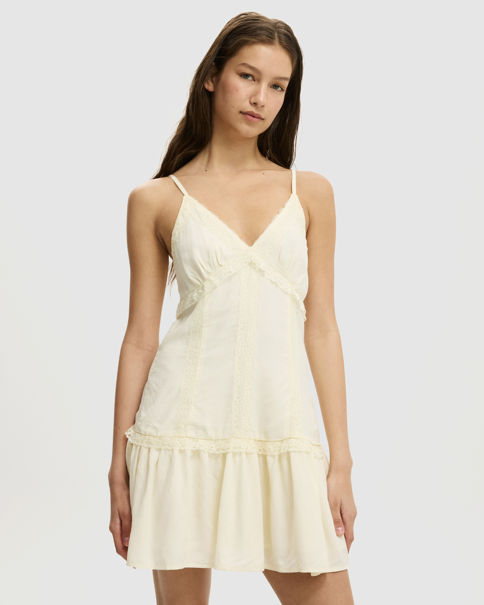 Satin Lace Mini Dress