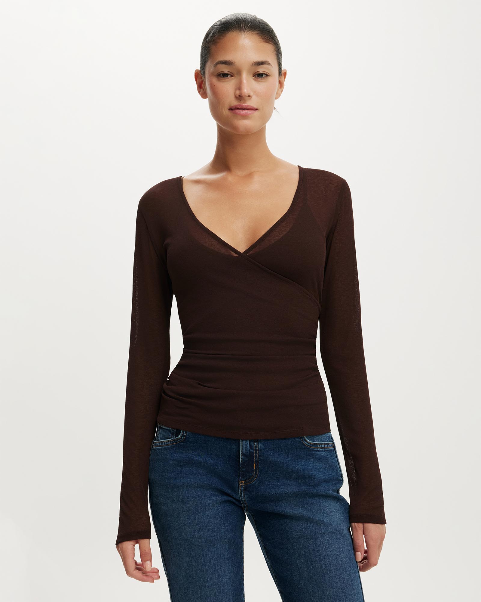 Soul Faux Wrap Long Sleeve Top