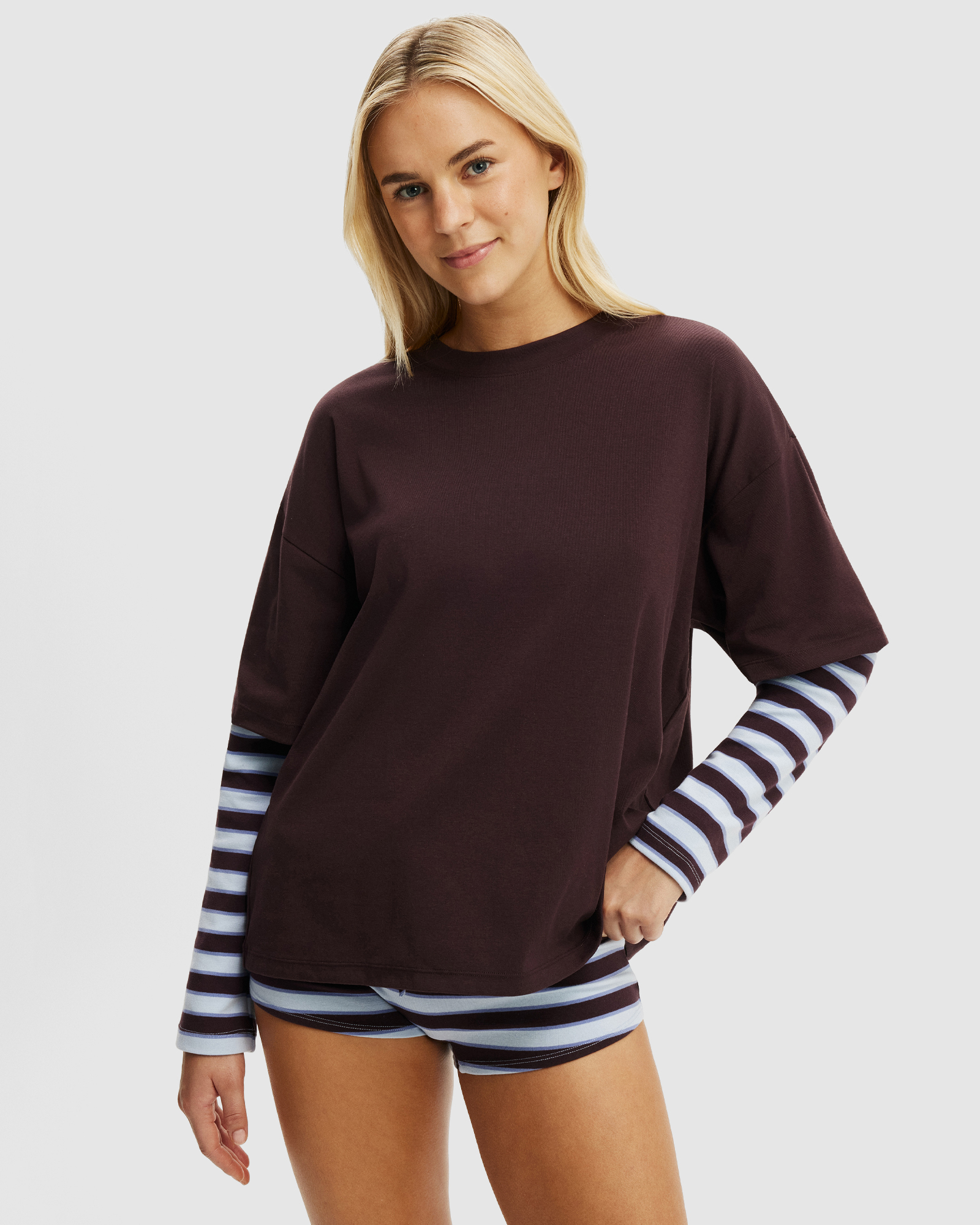Oversized Layered Long Sleeve Top