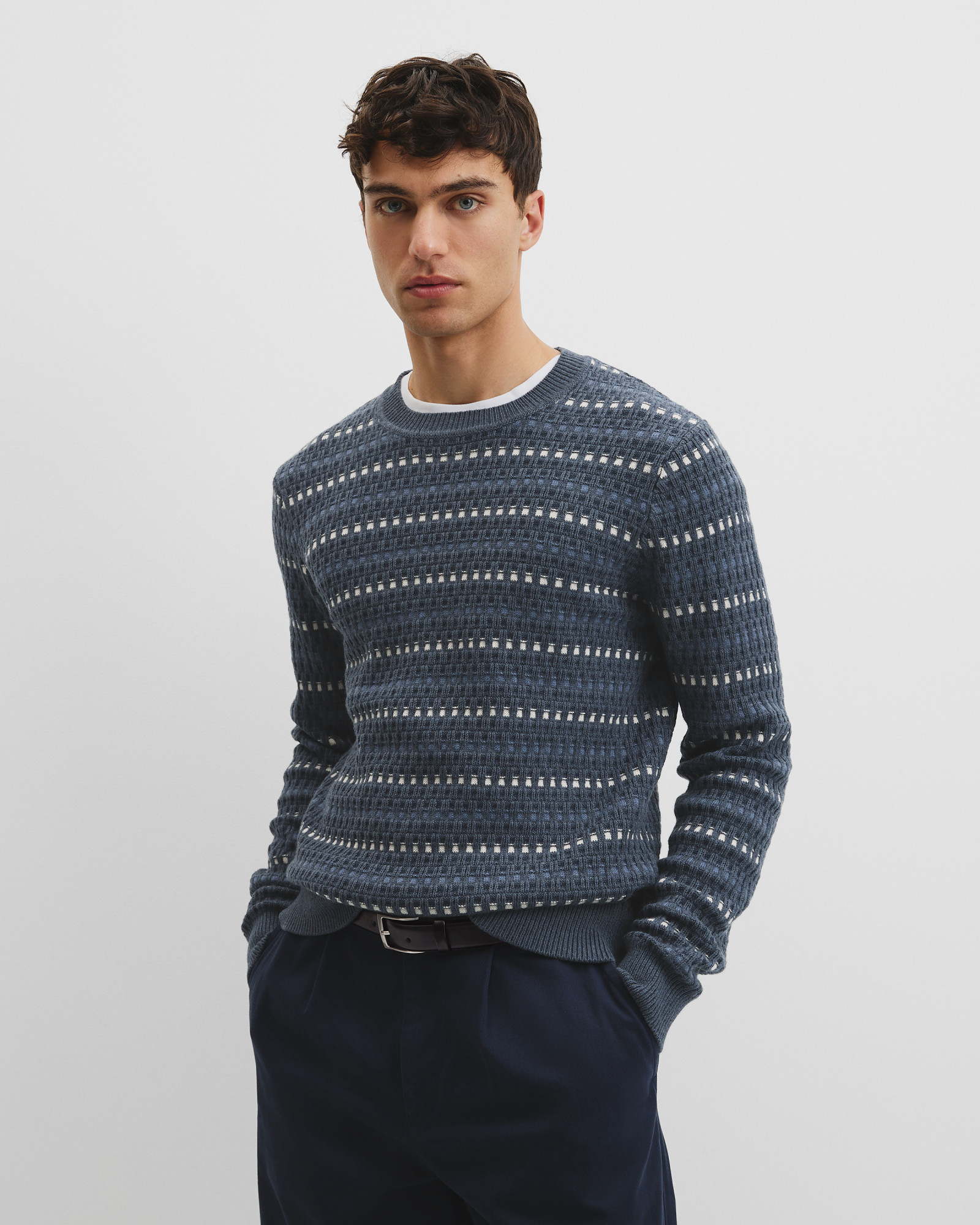 Australian Good Earth Cotton Wool Blend Jacquard Check Knit