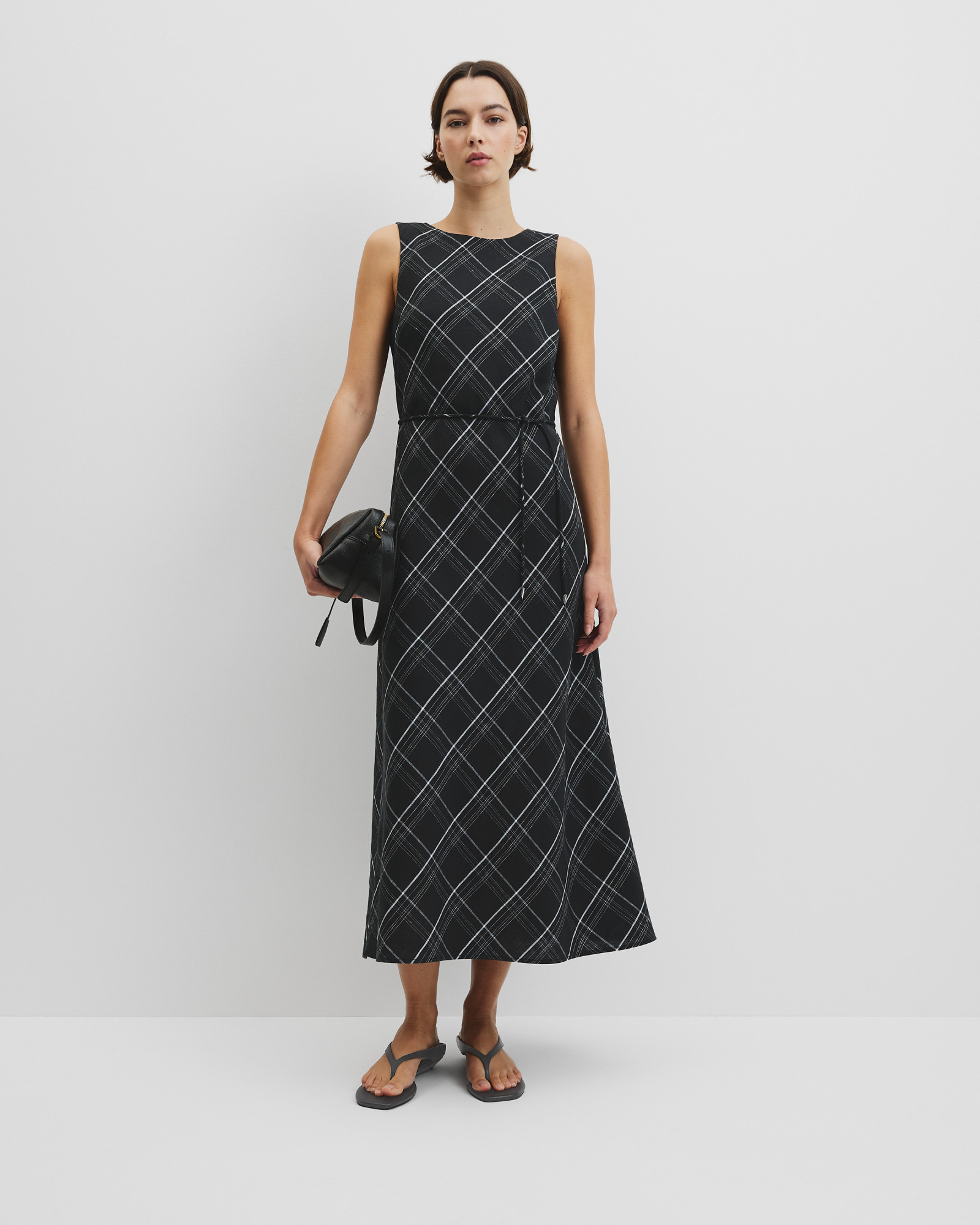 Organically Grown Linen Check Maxi Dress
