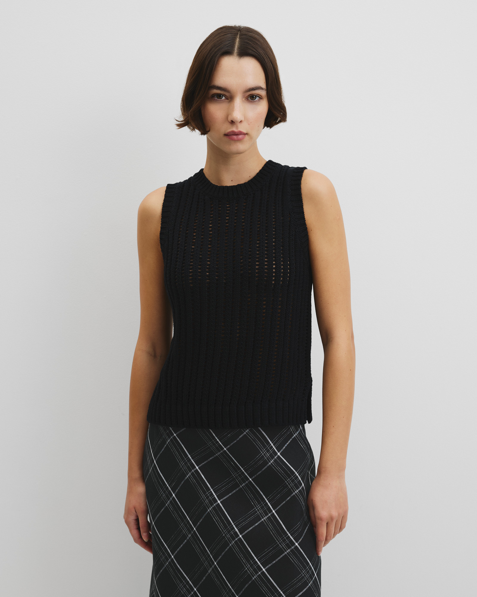 Australian Good Earth Cotton Pointelle Knit Tank