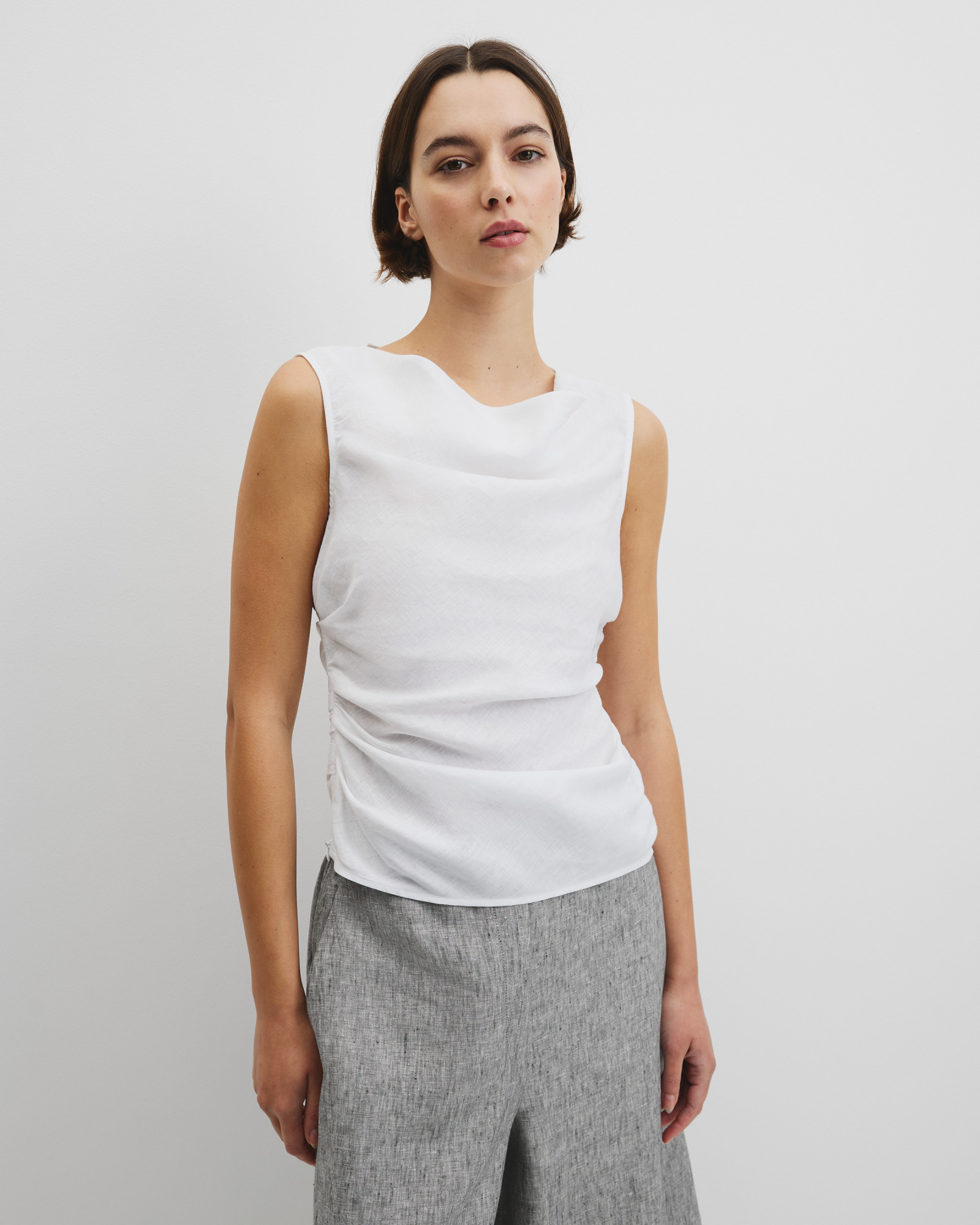 Ruched Linen Tank