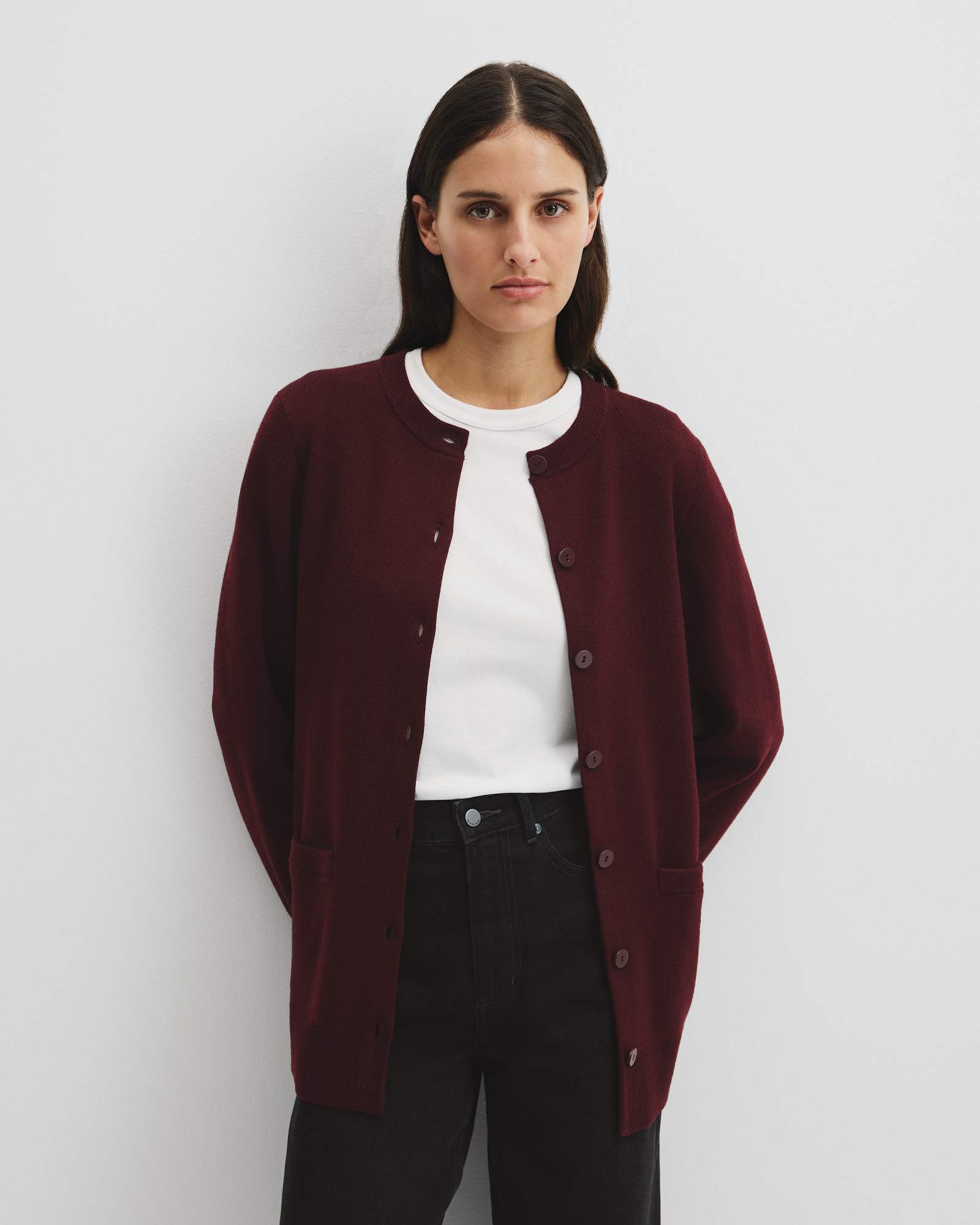 Compact Wool Longline Cardigan