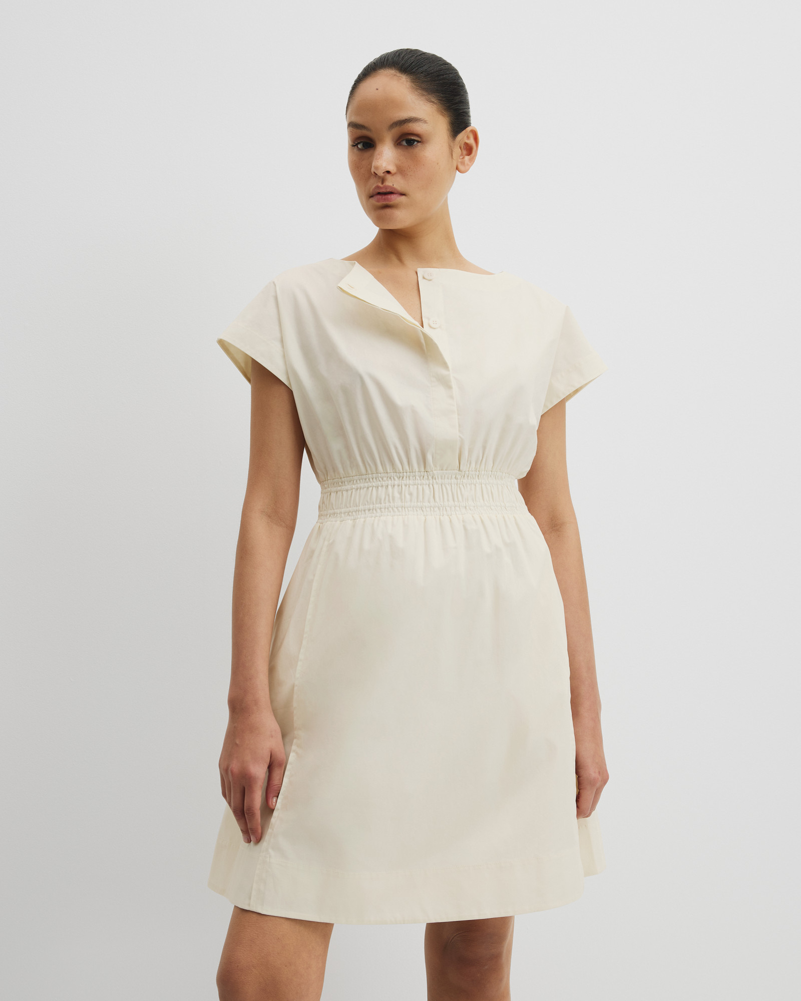 Australian Cotton Shirred Waist Mini Dress