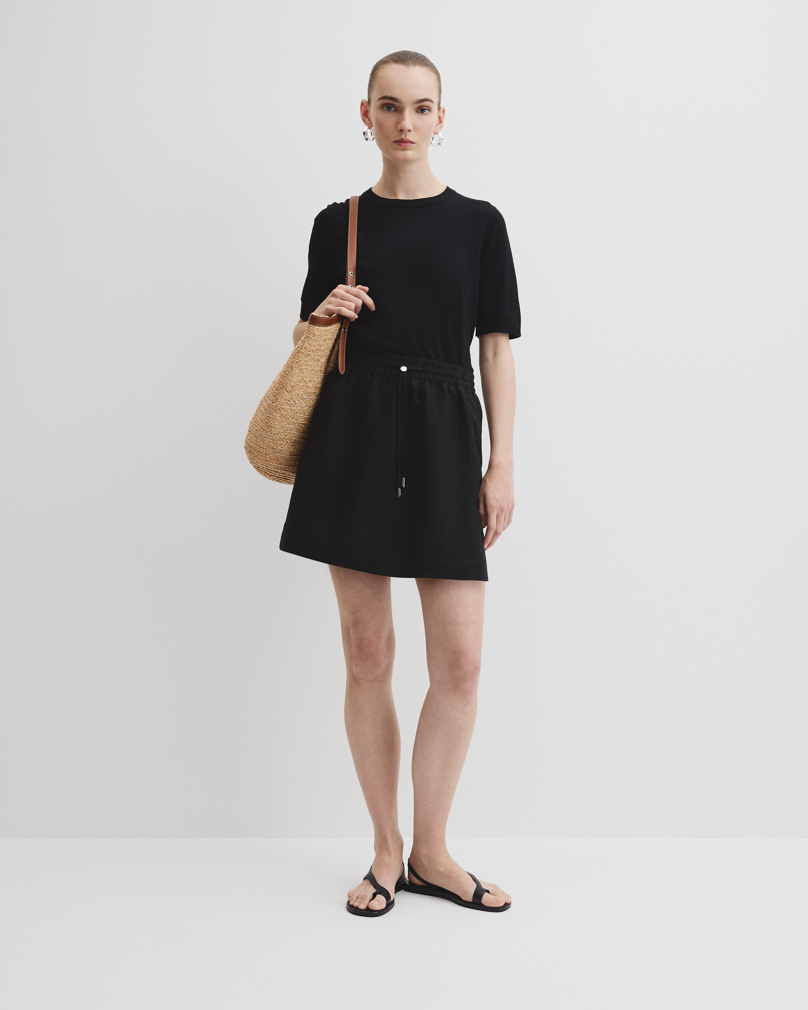 Pull On Linen Skirt