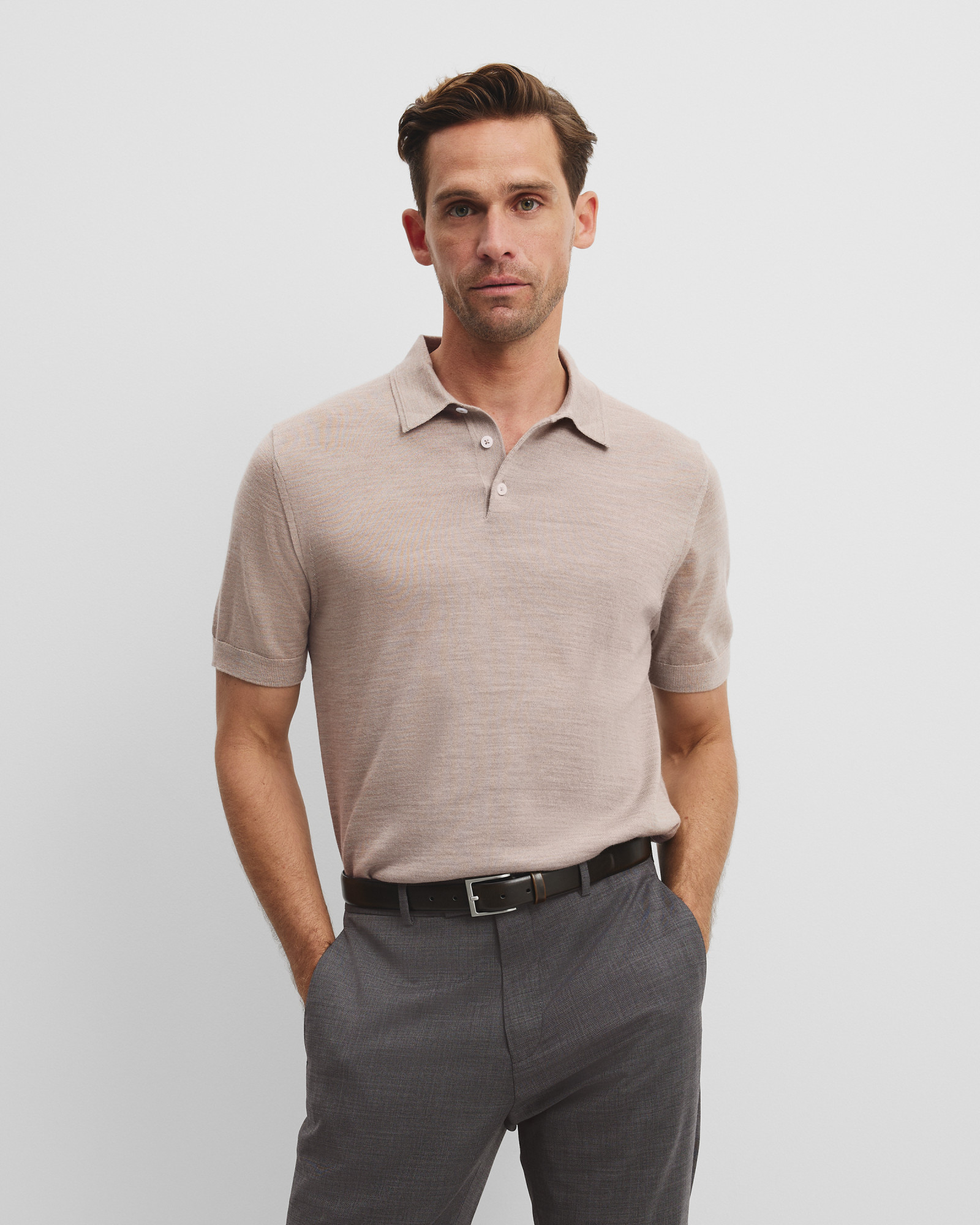 Australian Merino Short Sleeve Button Knit Polo