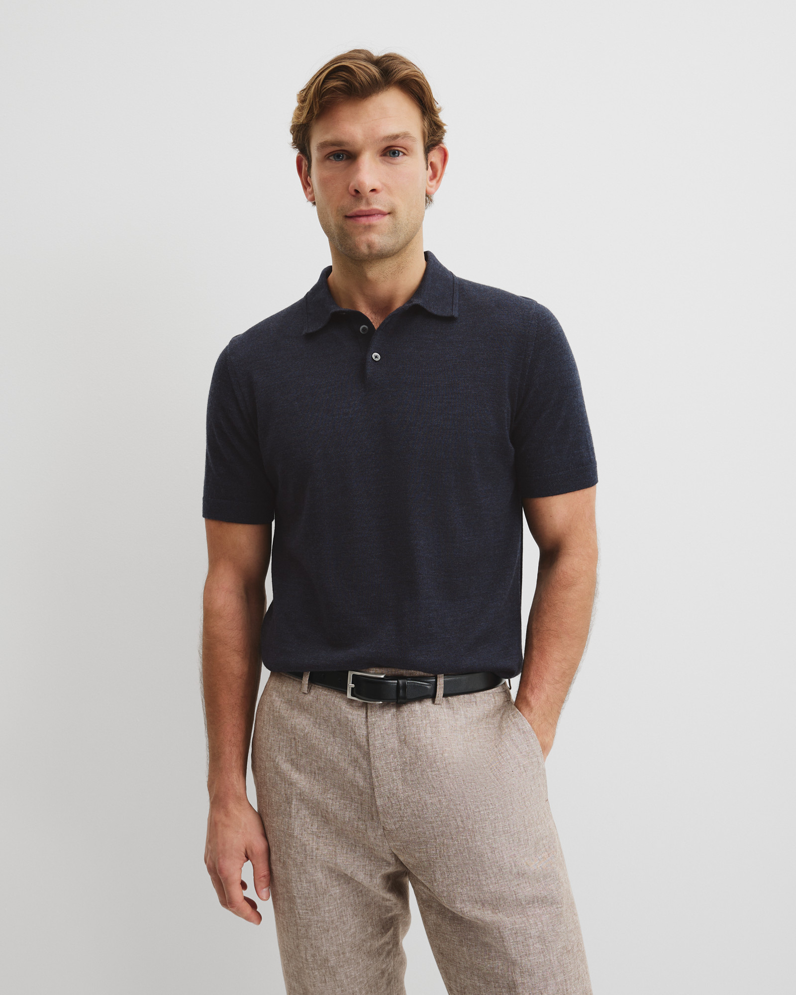 Australian Merino Short Sleeve Button Knit Polo