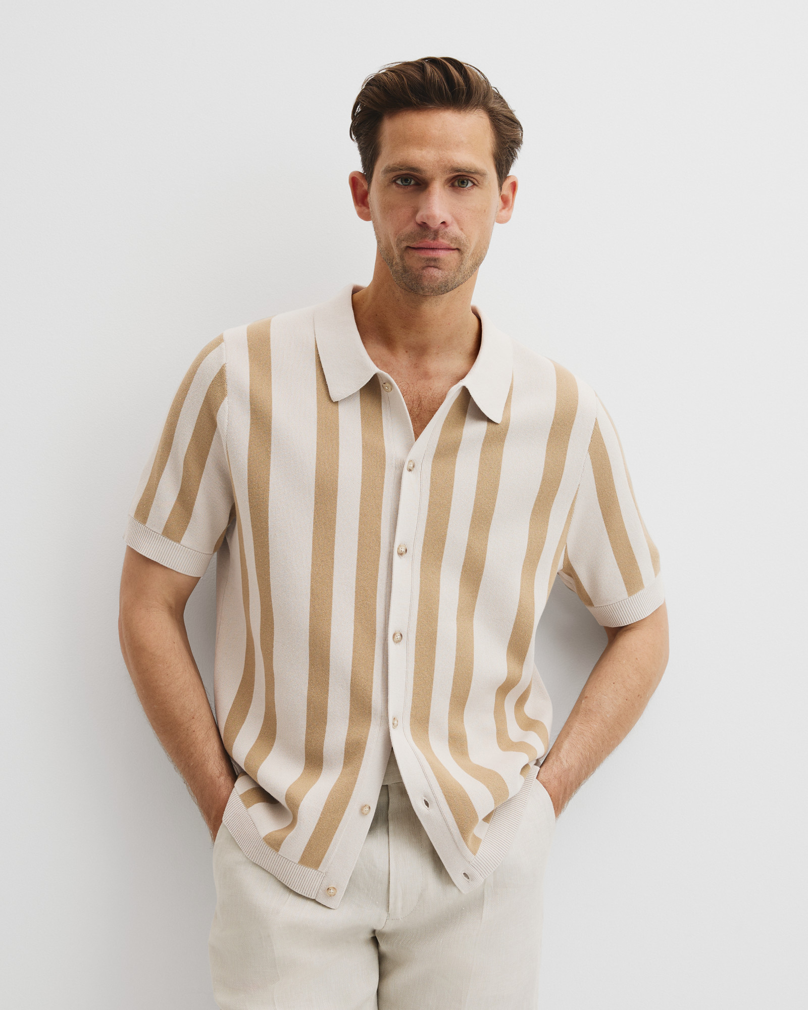Organically Grown Cotton Stripe Knit Shirt
