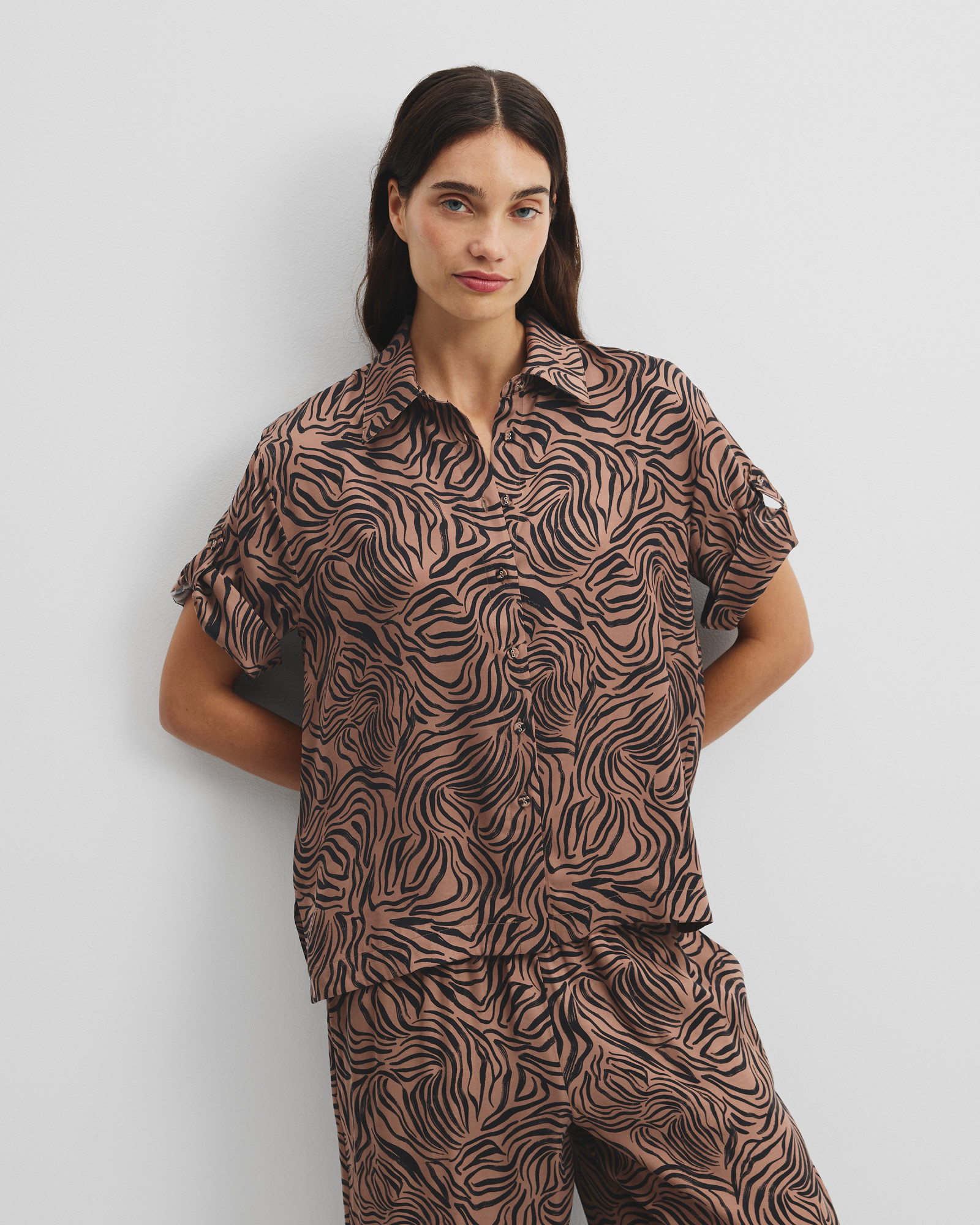 Print Short Sleeve Cupro Shirt