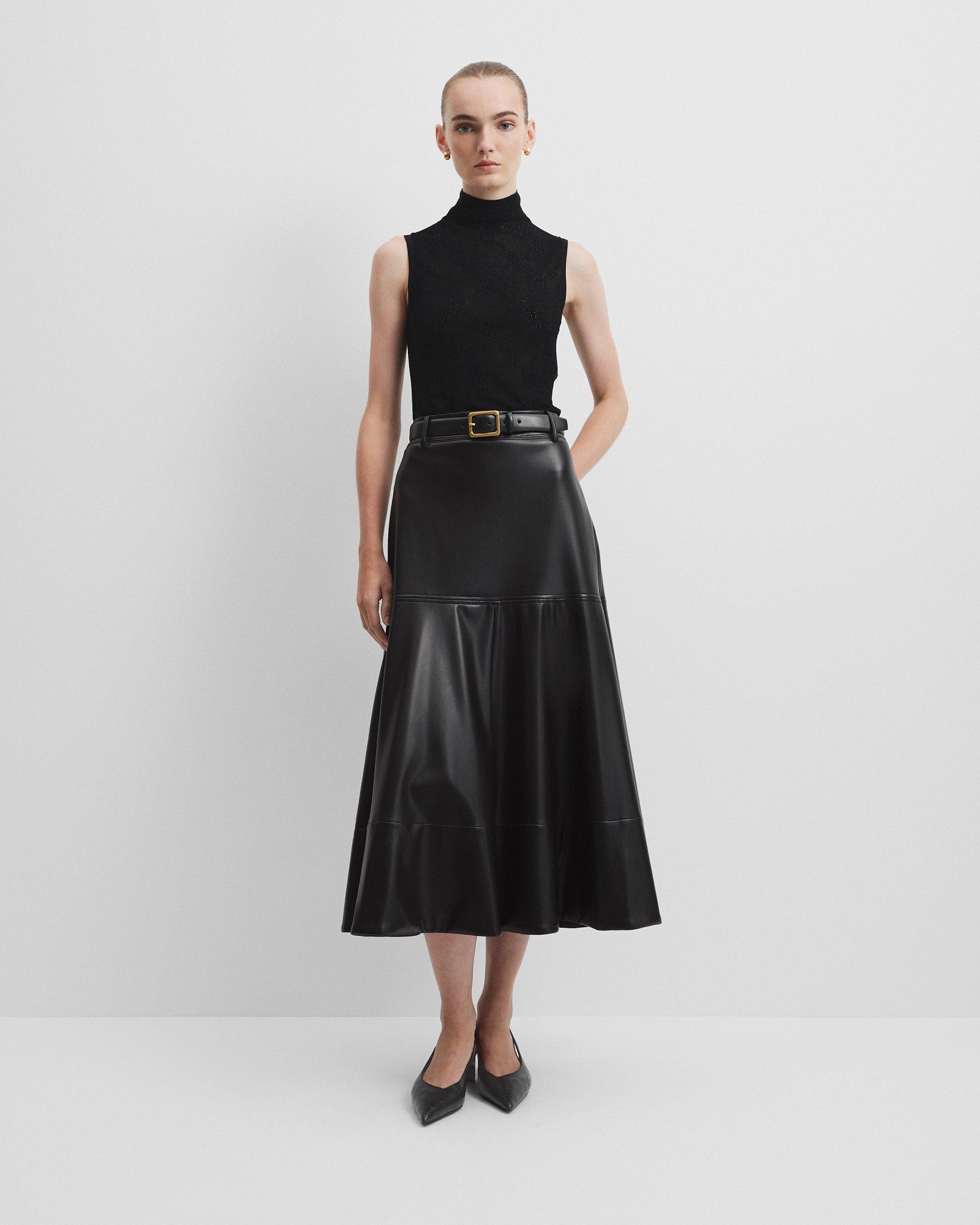 Pu Midi Skirt