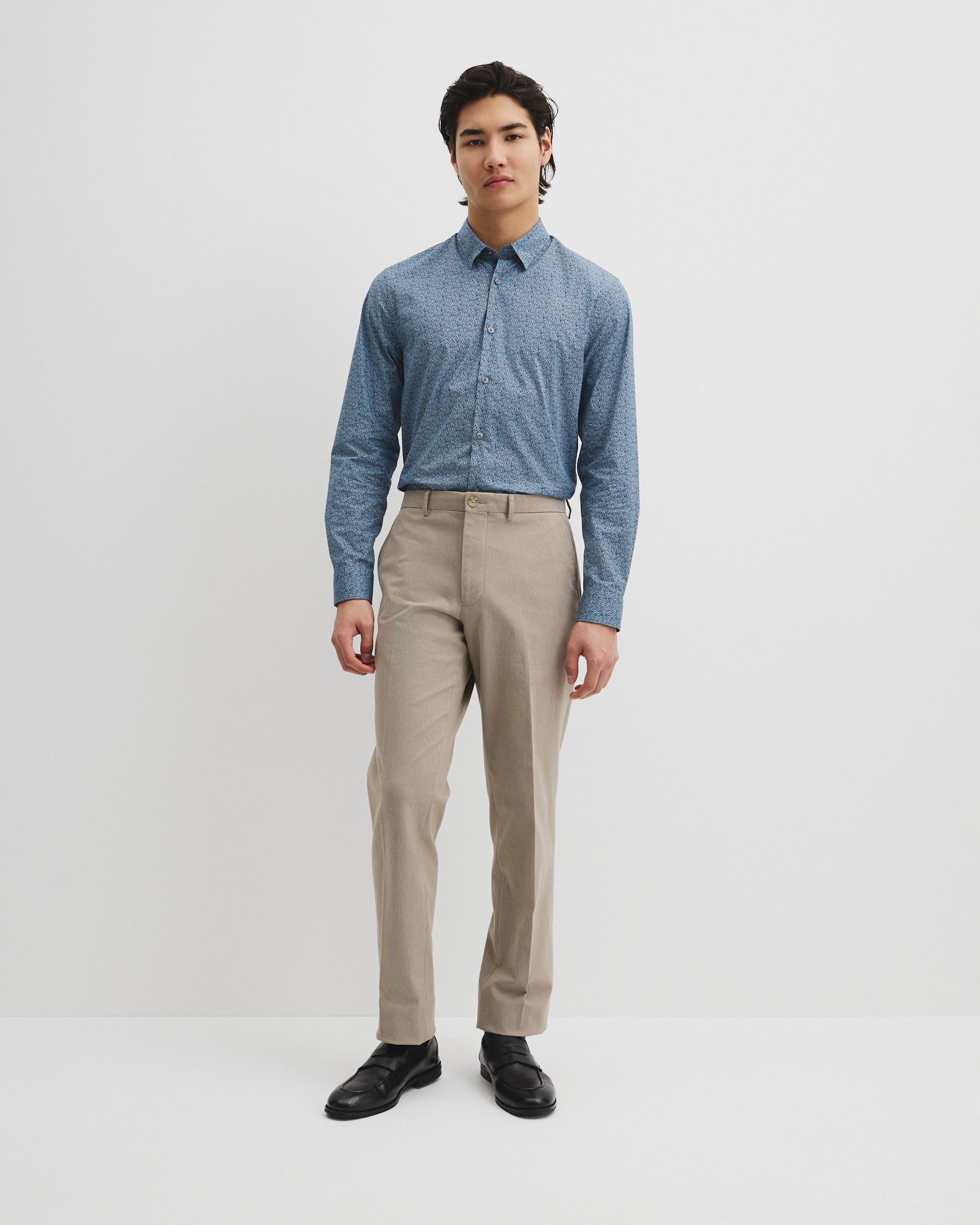 Slim Fit Cotton Leaf Print Shirt