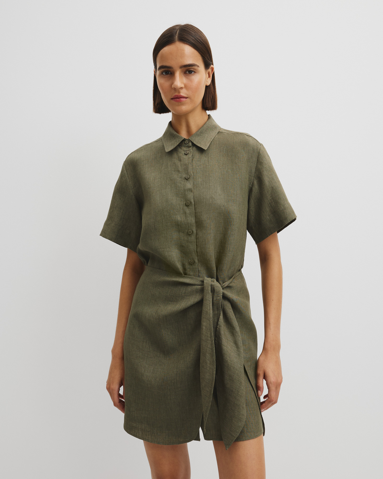 Organically Grown Linen Mini Linen Shirt Dress