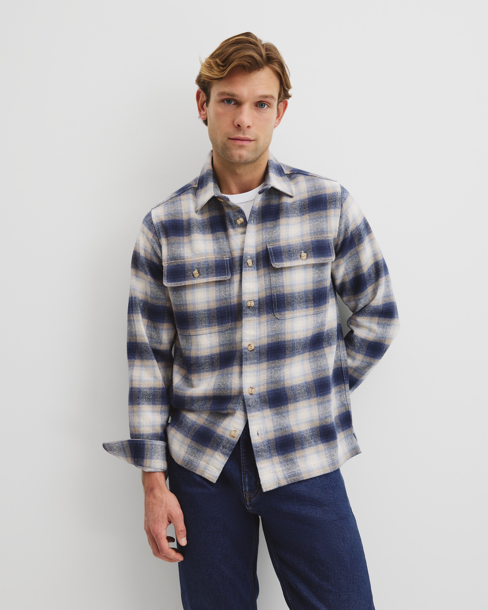 Cotton Flannel Check Overshirt