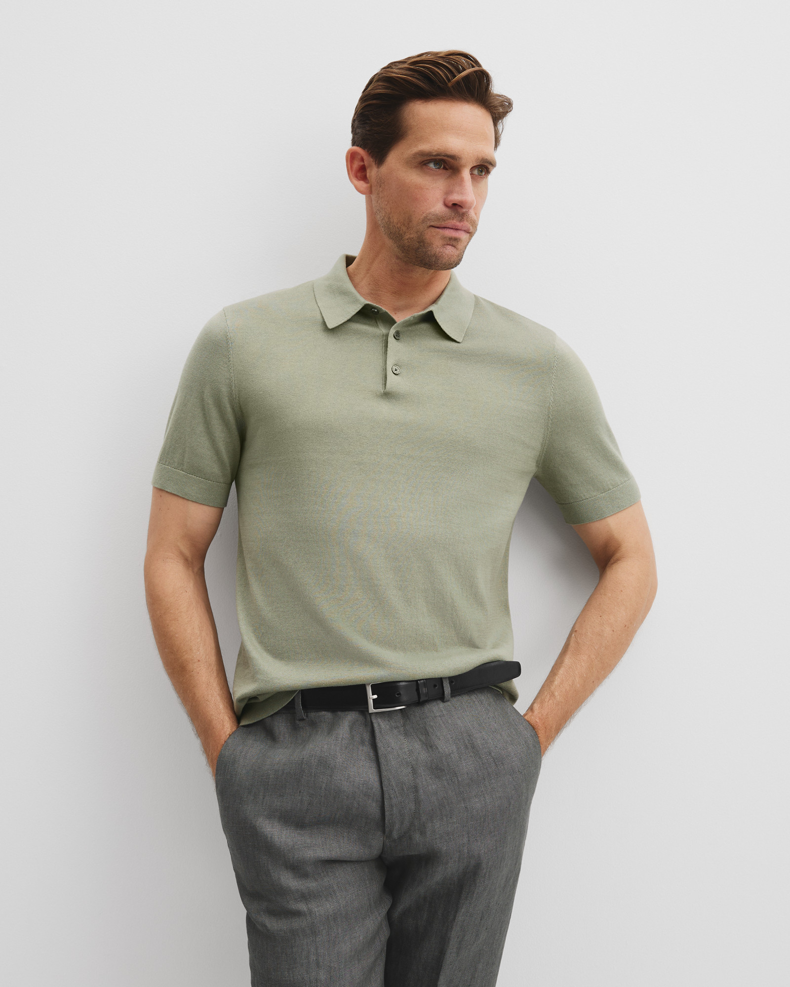 Australian Cotton Blend Silk Button Polo