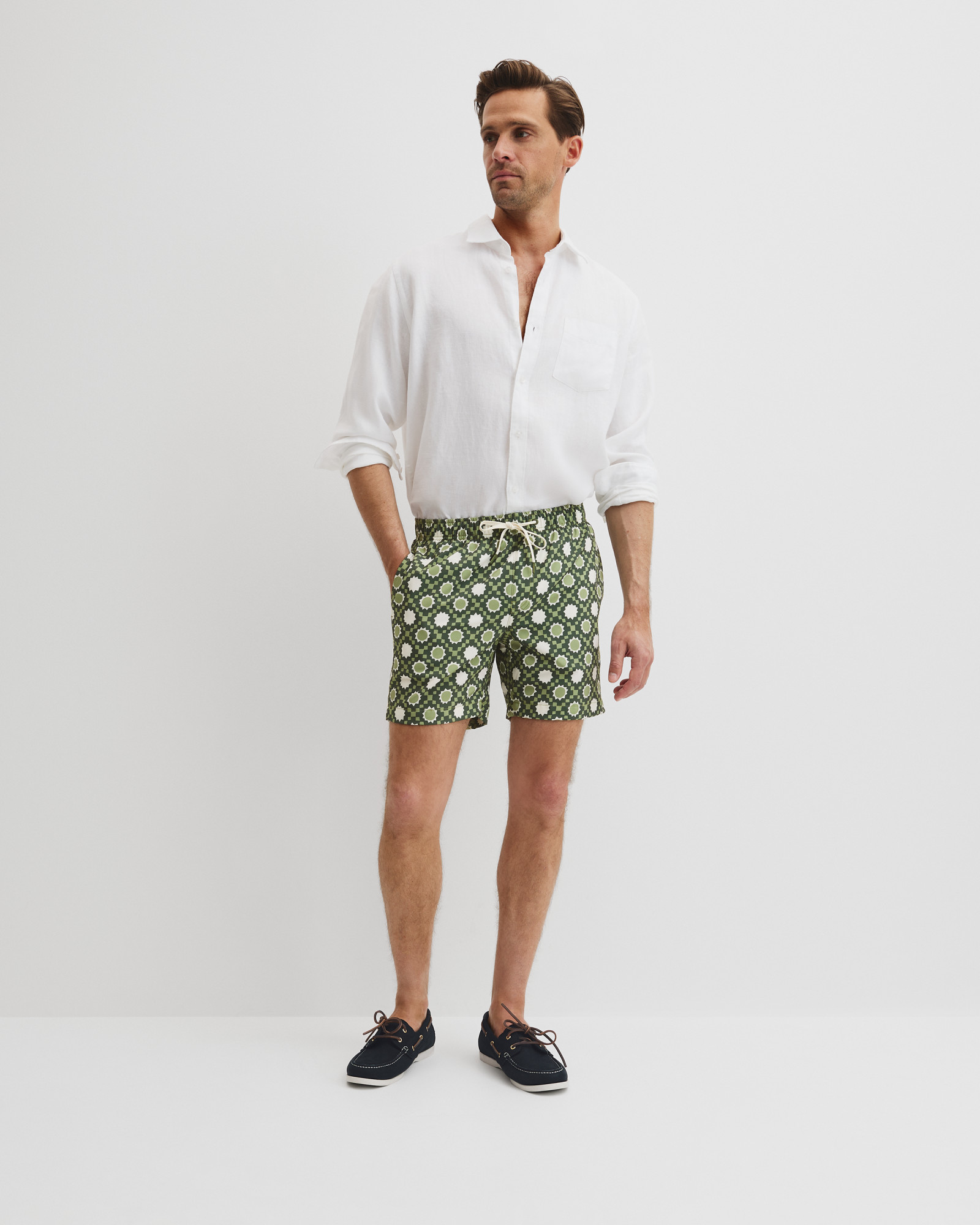 Recycled Polyester Tile Print Swim Short