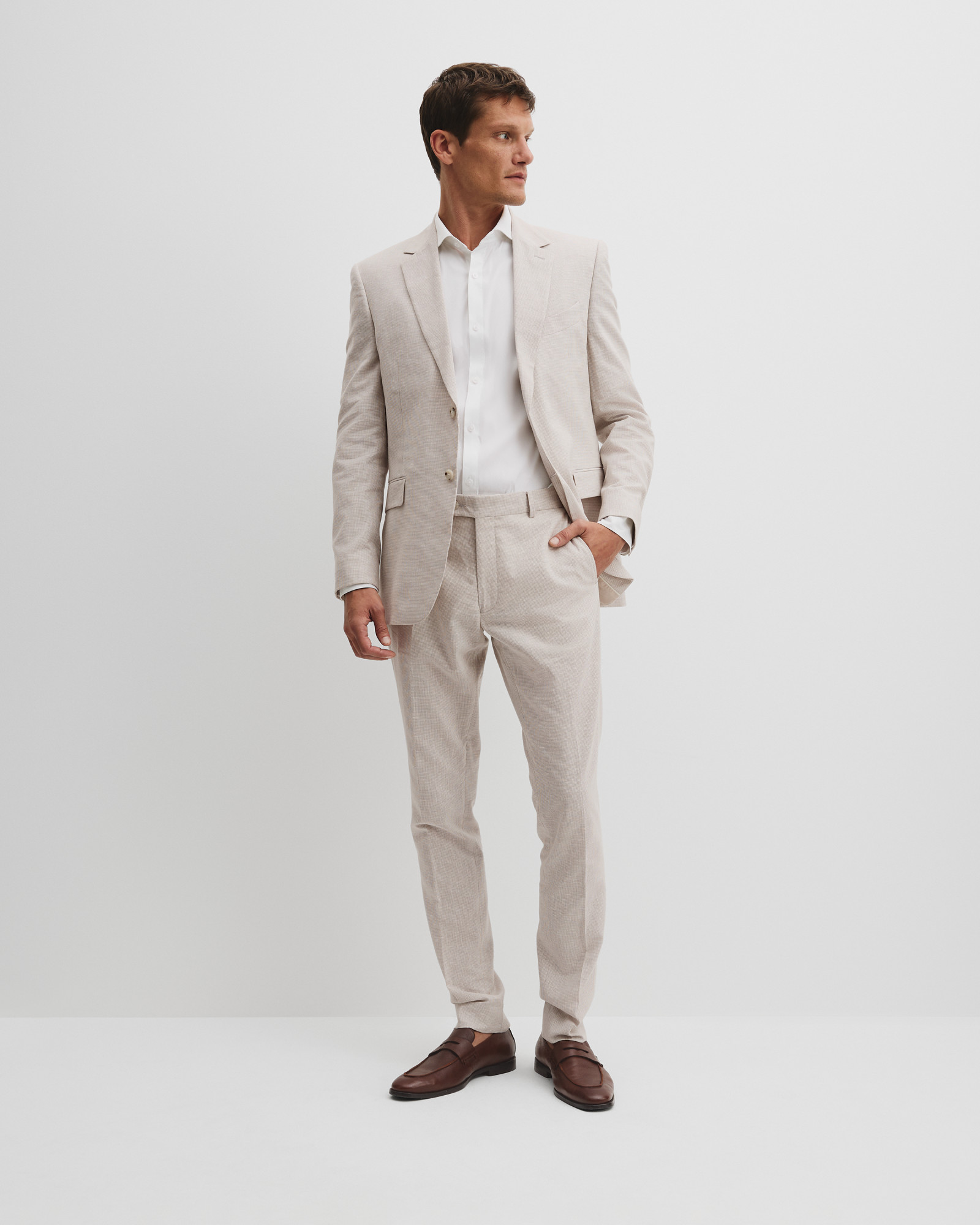 Tapered Fit Linen Cotton Pintuck Pant