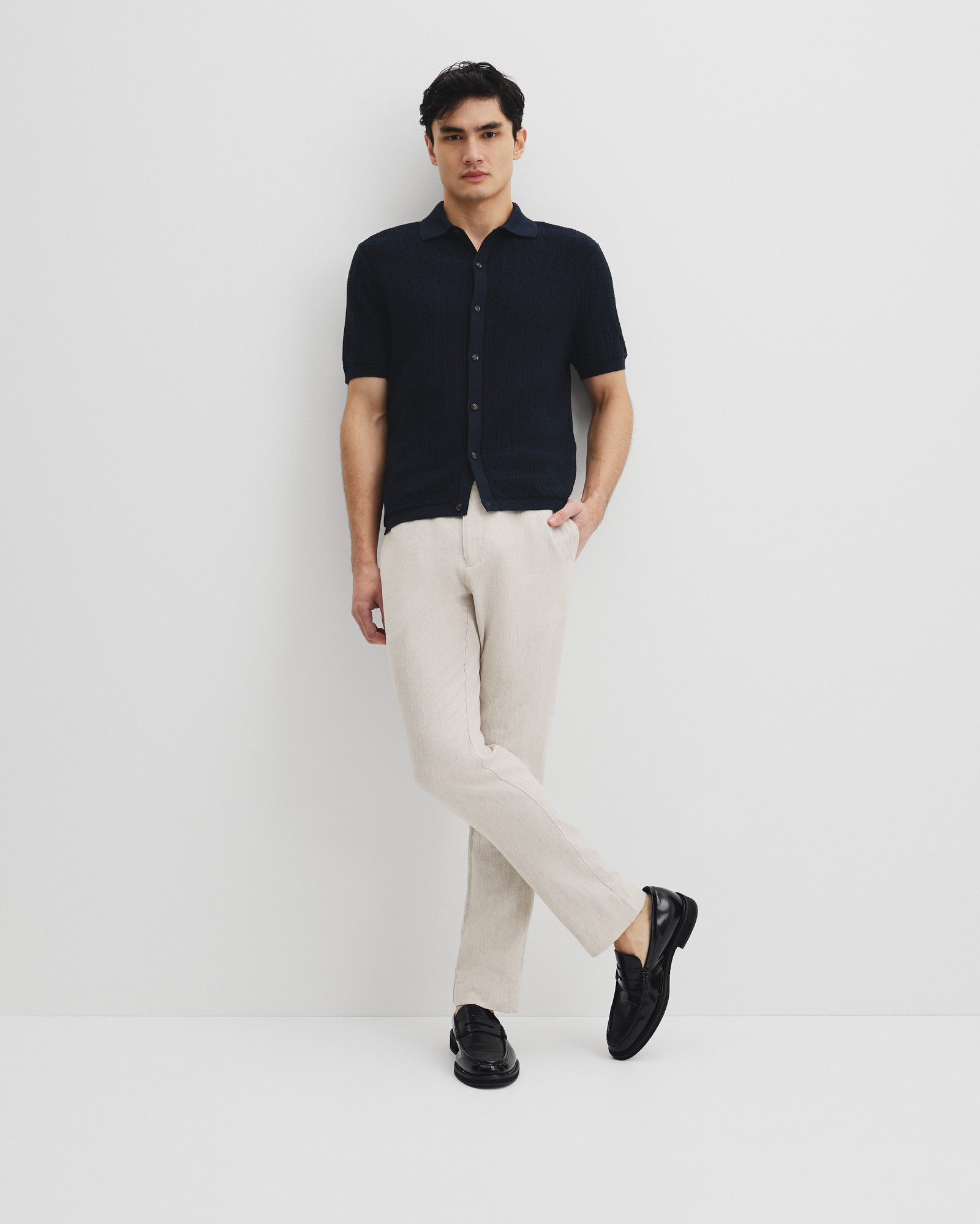 Cotton Short Sleeve Textured Knit Shirt